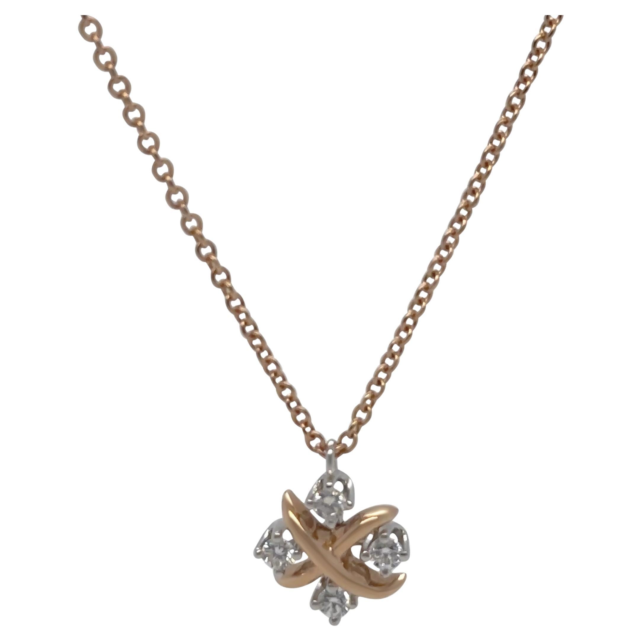 Tiffany & Co. 18ct Rose Gold & Platinum Diamond Pendant 0.20ct 3.74g