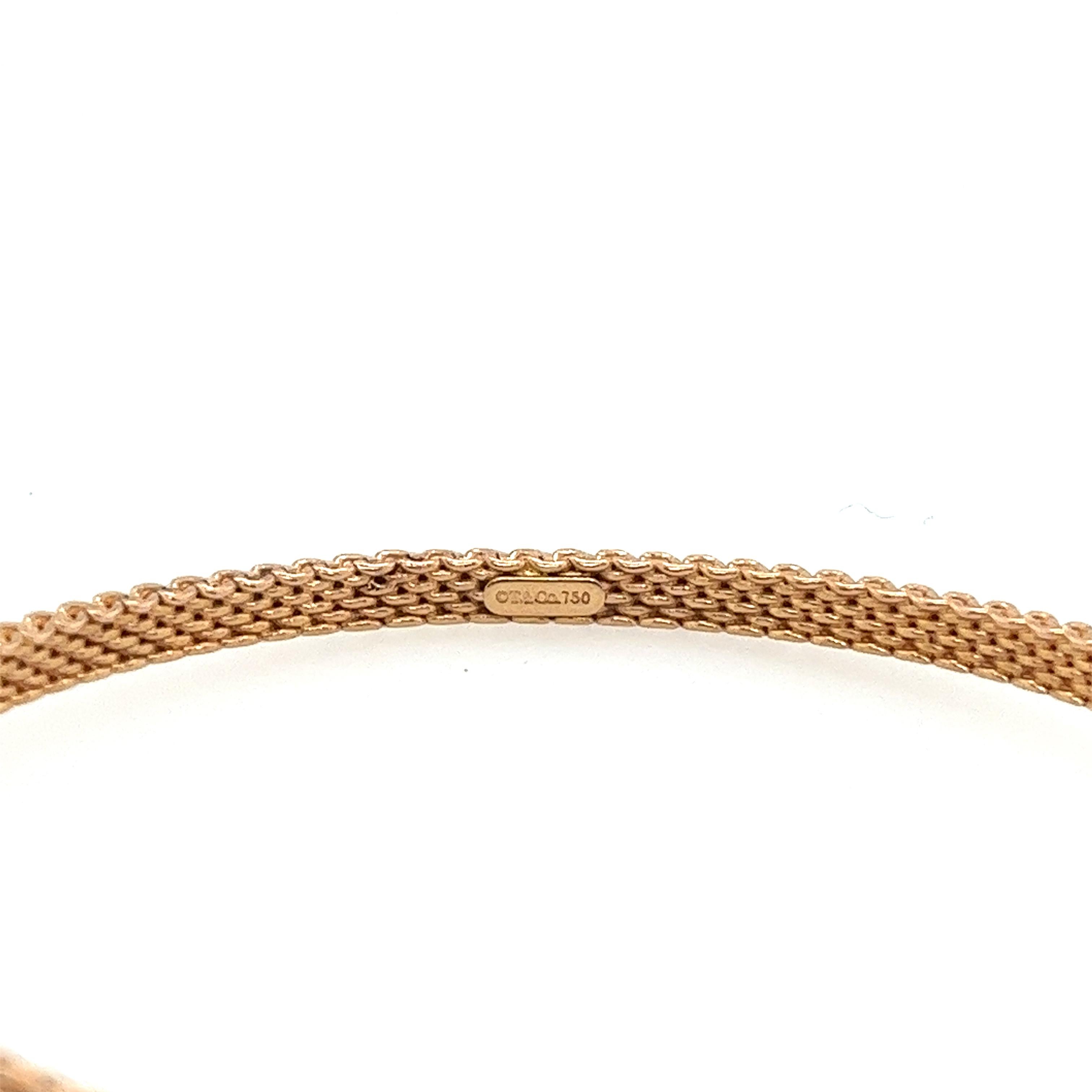 Tiffany & Co 18ct Rose Gold Somerset Mesh Bangle Bracelet In Excellent Condition For Sale In London, GB