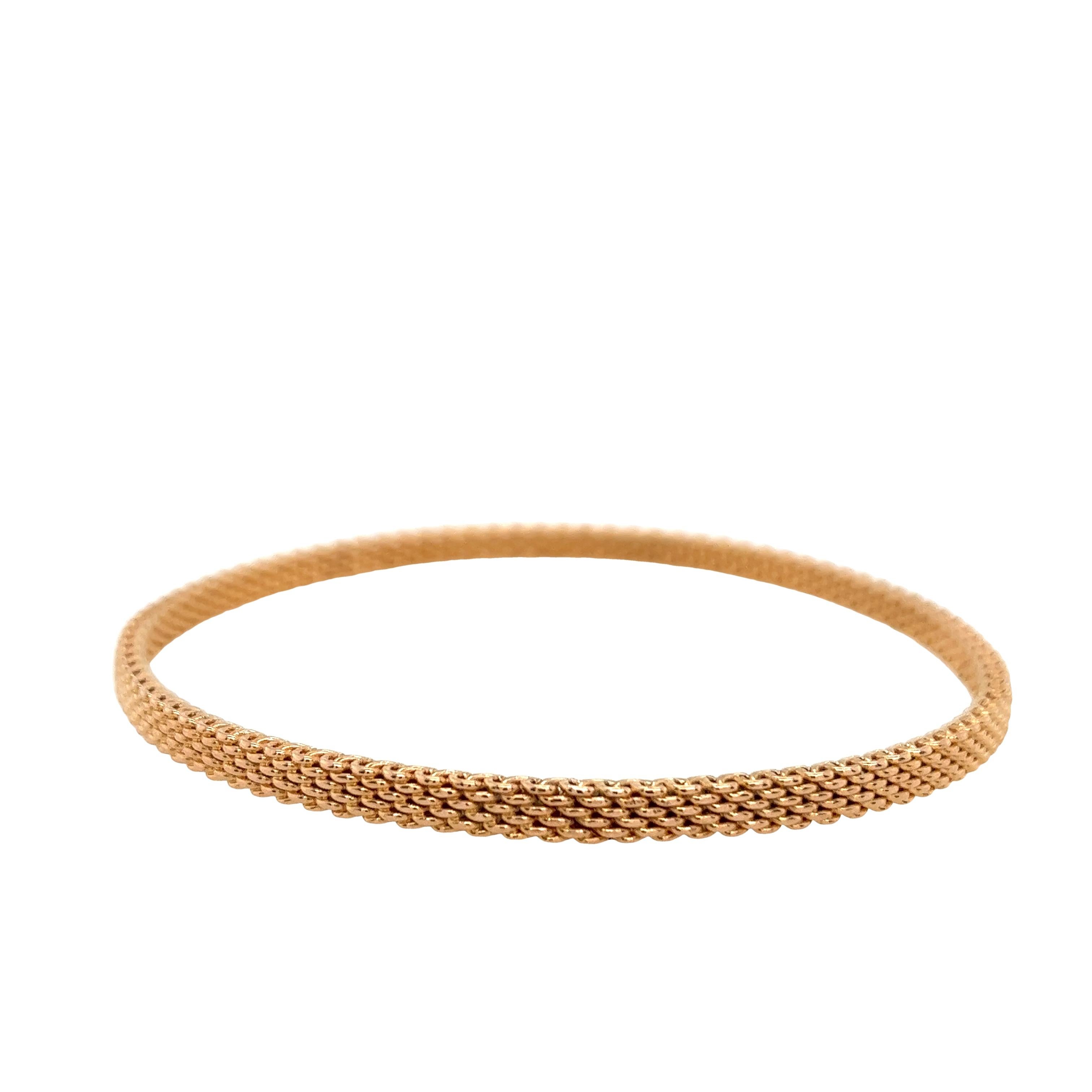 Tiffany & Co 18ct Rose Gold Somerset Mesh Bangle Bracelet In Excellent Condition For Sale In London, GB