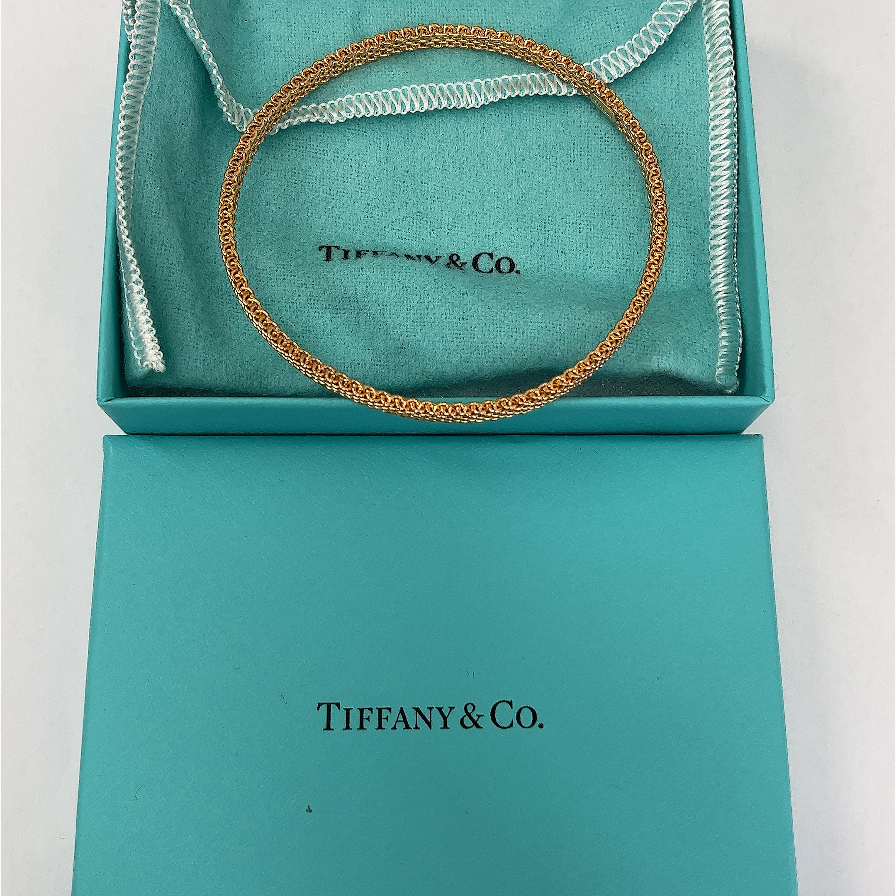 Women's or Men's Tiffany & Co 18ct Rose Gold Somerset Mesh Bangle Bracelet For Sale