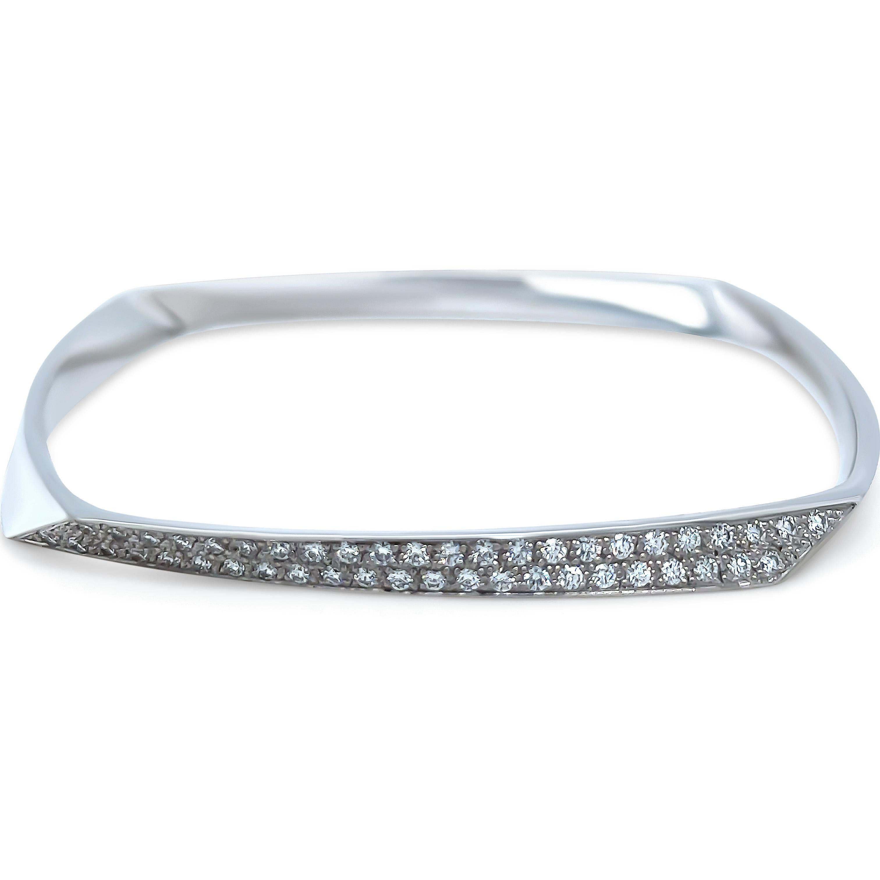 Brilliant Cut Tiffany & Co 18ct White Gold Frank Gehry Diamond Bangle 1.10ct