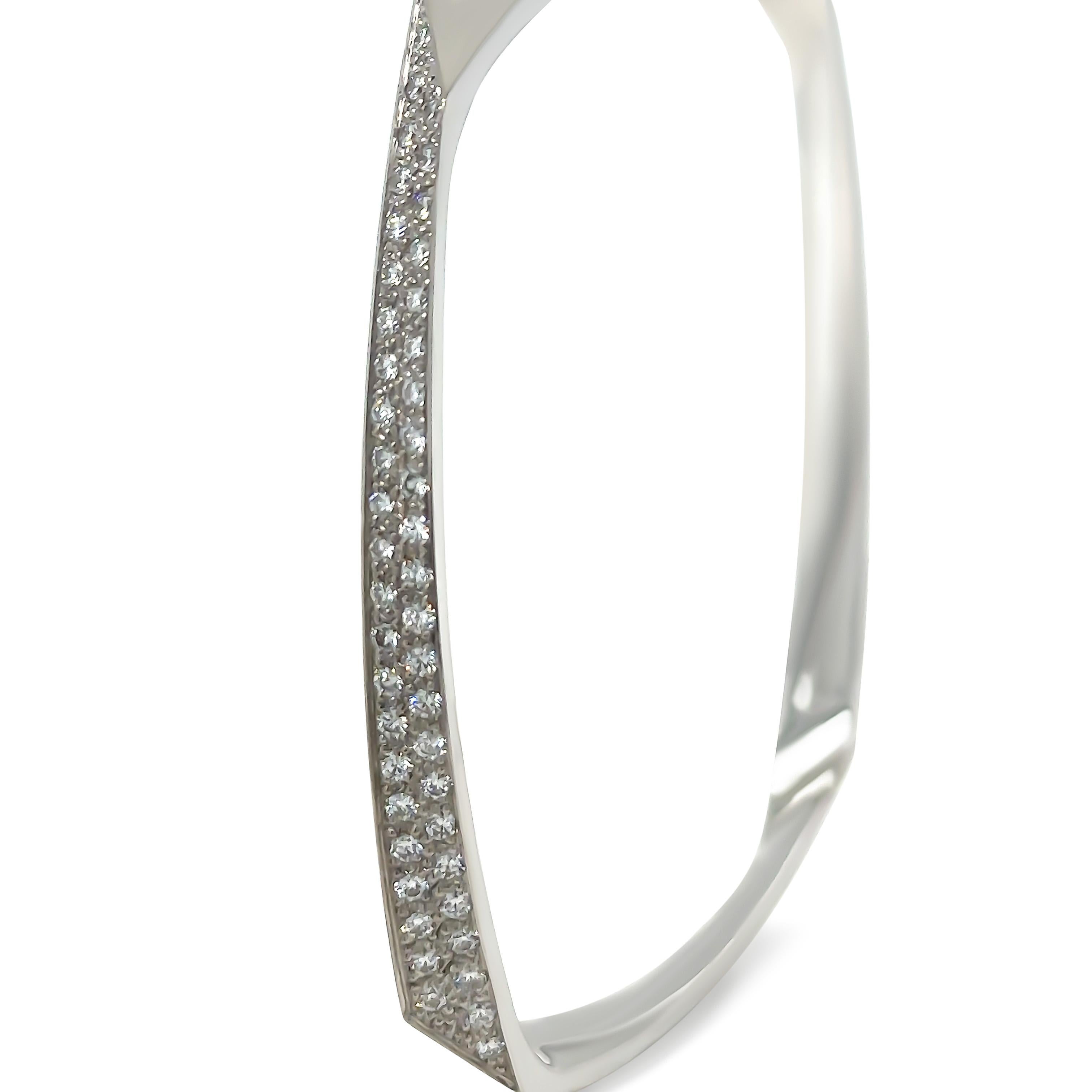 Tiffany & Co 18ct White Gold Frank Gehry Diamond Bangle 1.10ct In Excellent Condition In SYDNEY, NSW