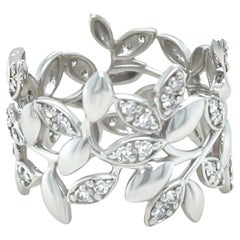 Tiffany & Co 18ct White Gold Olive Leaf Diamond Ring 0.46ct 7.7g