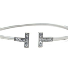 Tiffany & Co. 18ct White Gold T Diamond Wire Bracelet 0.24ct 8.60g