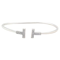 Tiffany & Co. 18ct White Gold T Diamond Wire Bracelet 0.24ct 8.60g