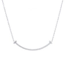Tiffany & Co. 18ct White Gold T Smile Diamond Pendant 0.10ct 2.37g