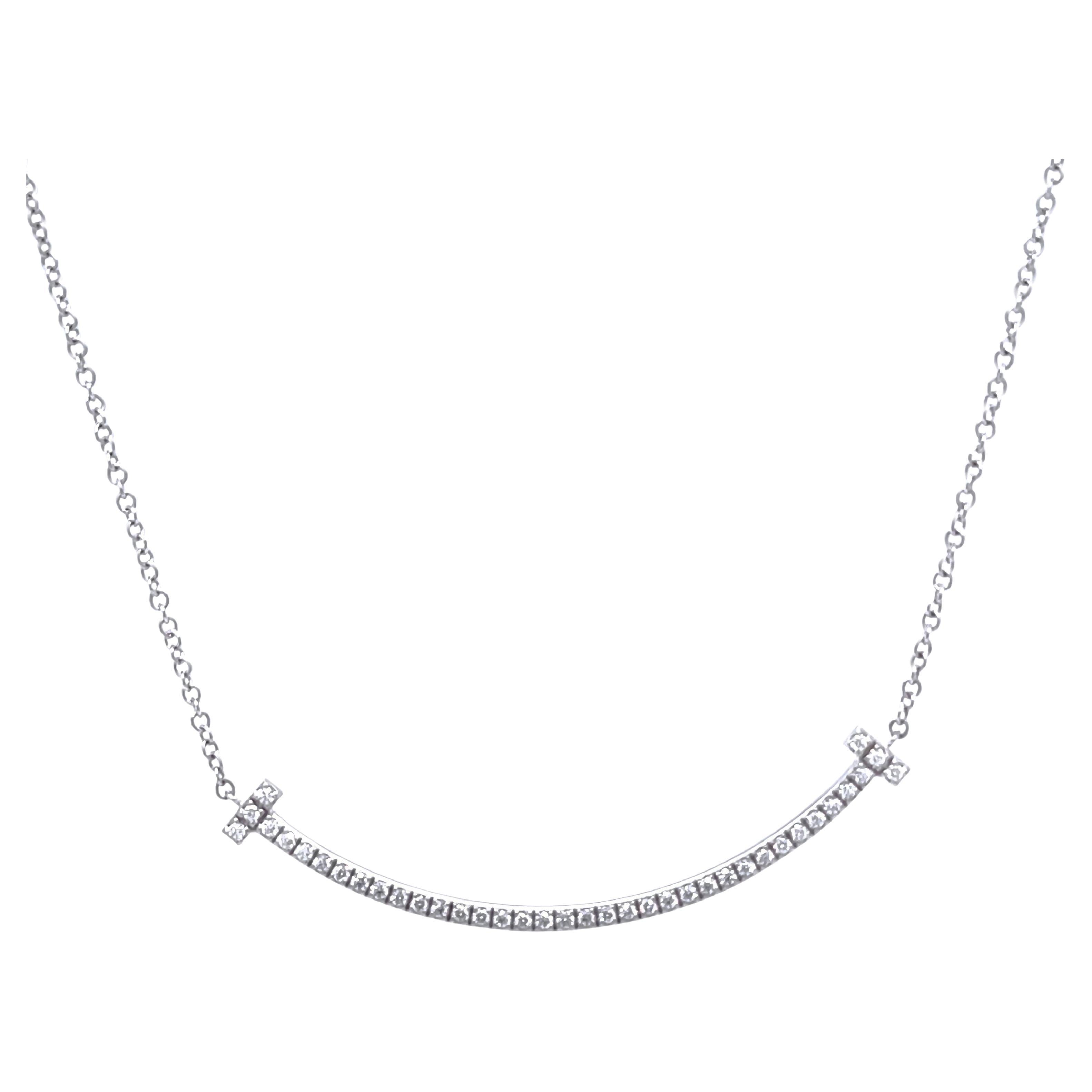 Tiffany & Co. 18ct White Gold T Smile Diamond Pendant 0.10ct 2.37g