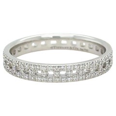 Tiffany & Co. 18ct White Gold T True Narrow Pavé Diamond Ring 0.23ct 3.73g
