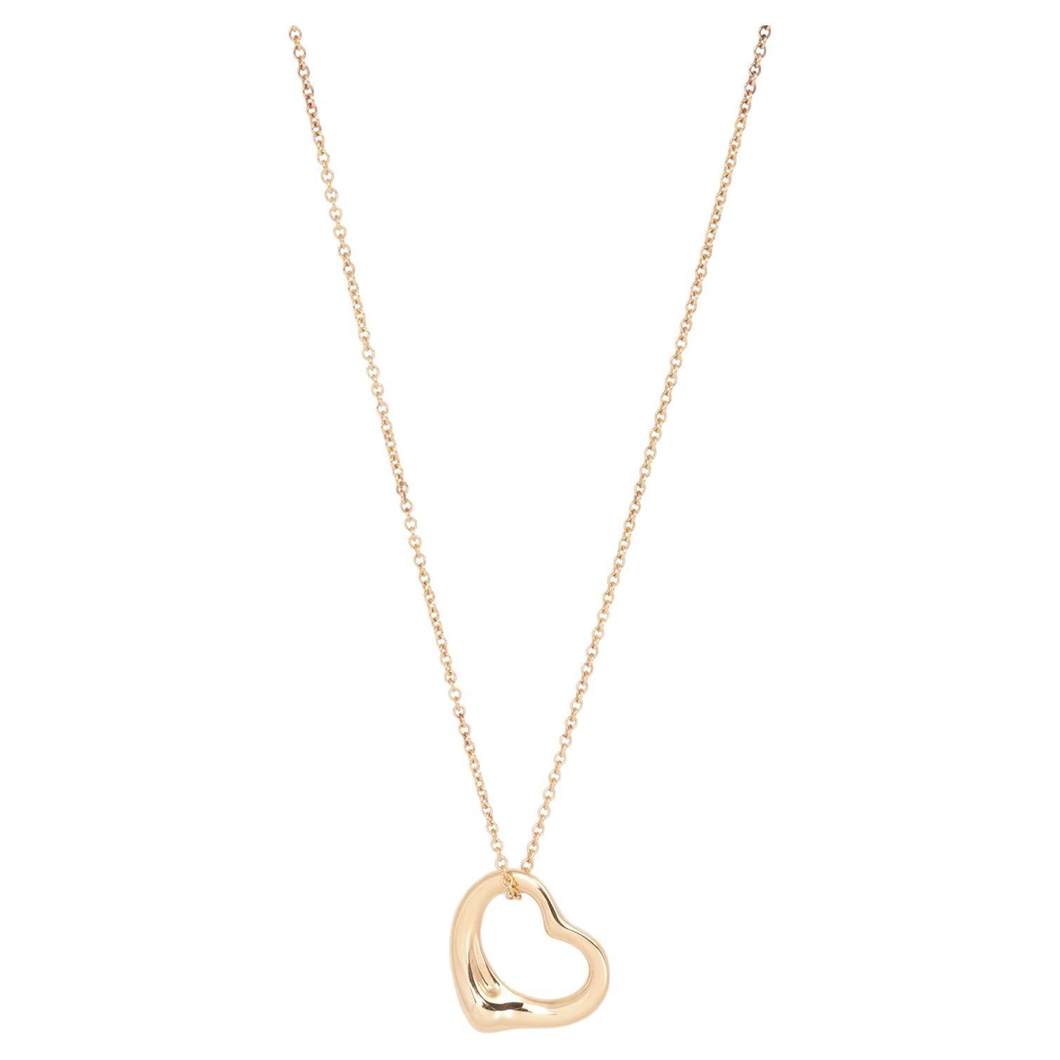 Tiffany & Co. Pendentif Elsa Peretti en or jaune 18 carats avec cœur ouvert de 16 mm en vente