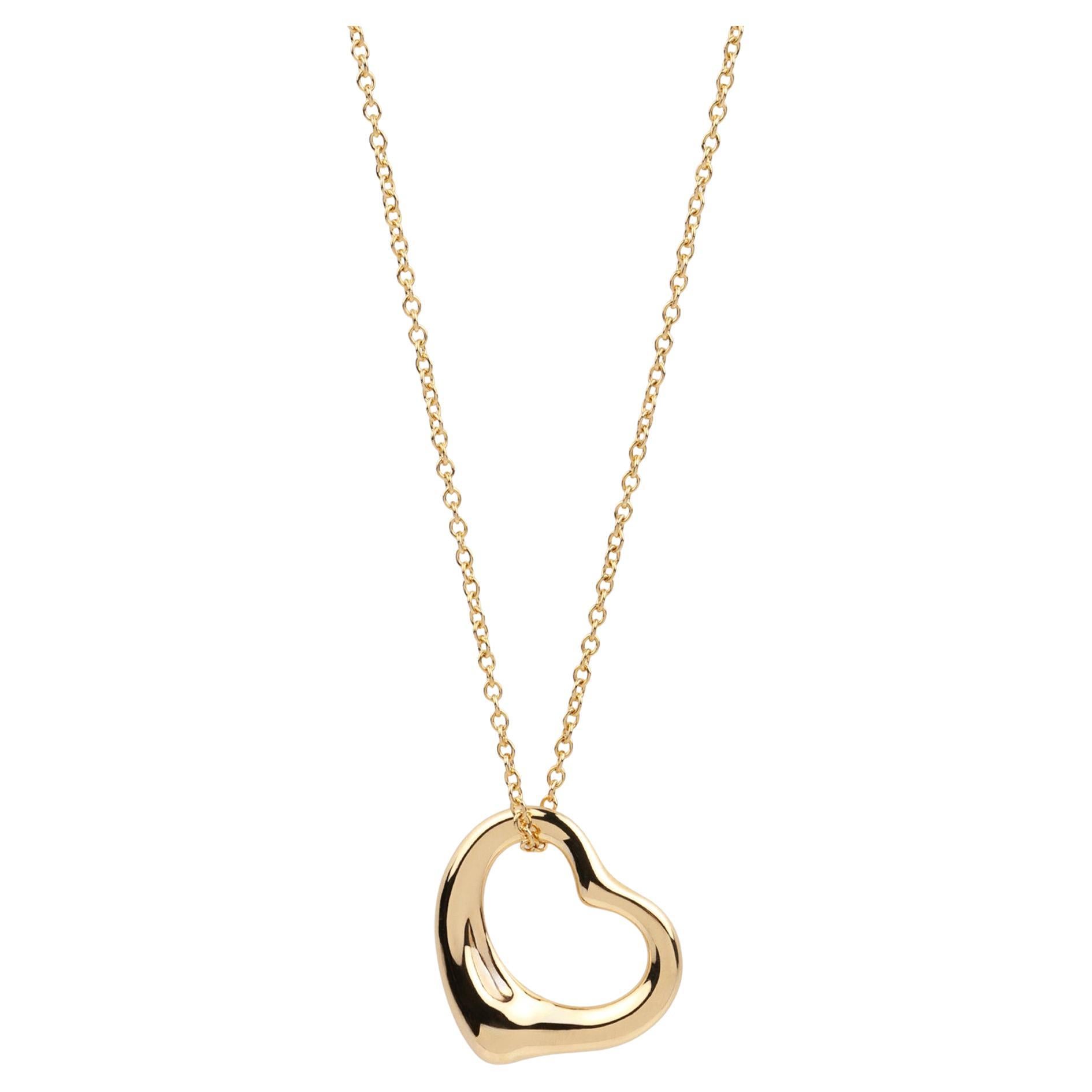 Tiffany & Co. Pendentif Elsa Peretti en or jaune 18 carats avec cœur ouvert de 16 mm