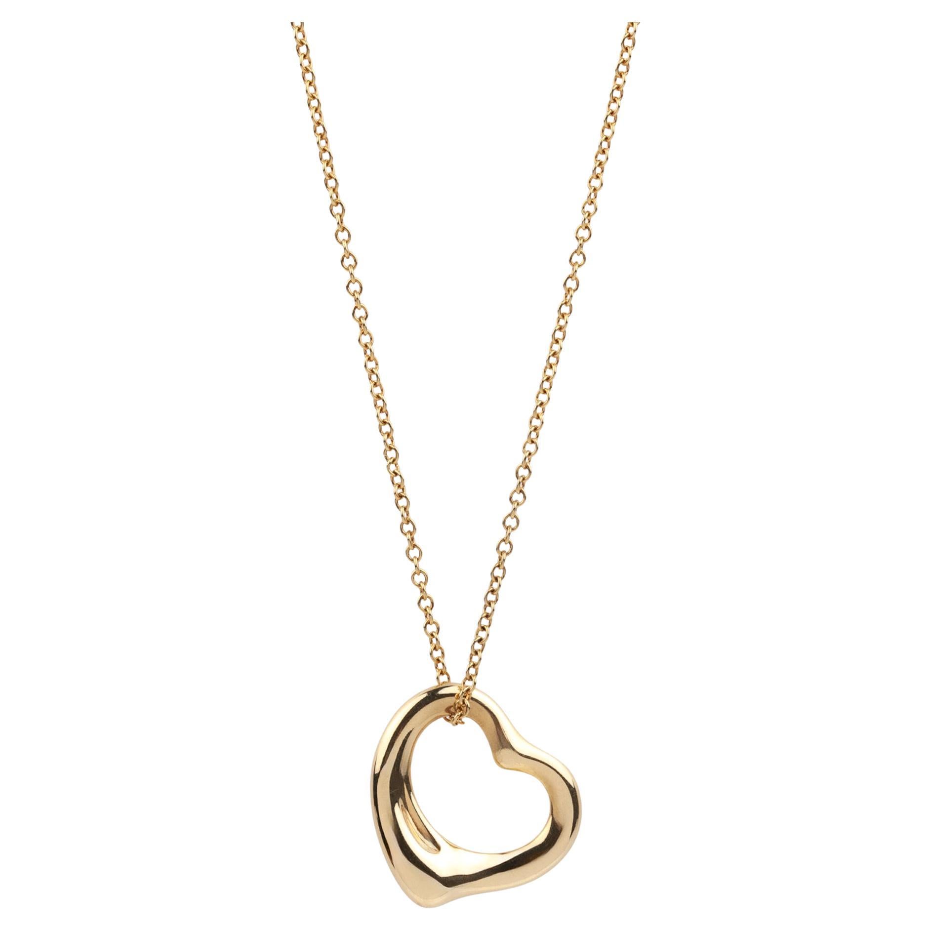 Tiffany & Co. Pendentif Elsa Peretti en or jaune 18 carats avec cœur ouvert de 16 mm