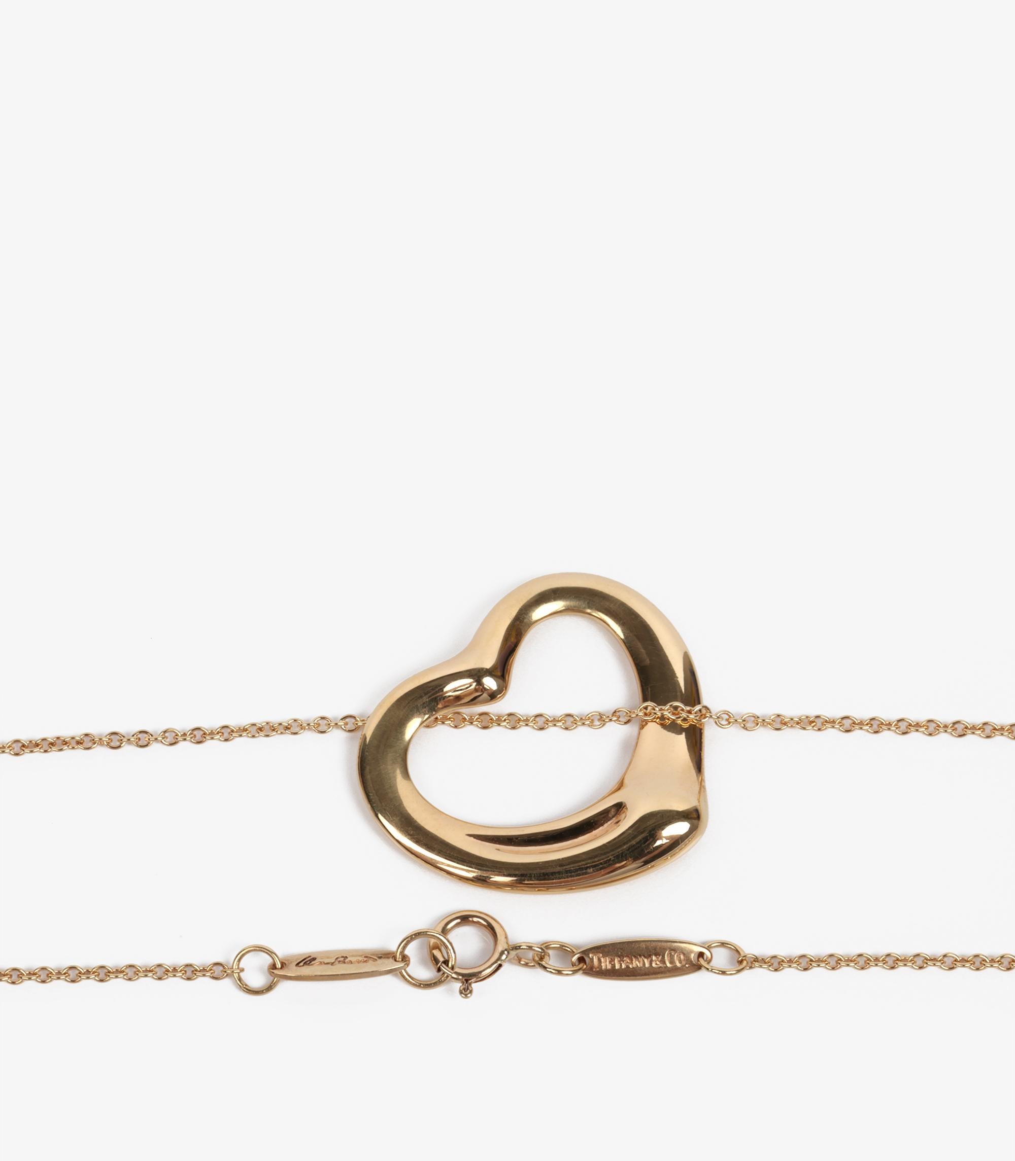 Tiffany & Co. 18ct Yellow Gold 22mm Elsa Peretti Open Heart Pendant In Excellent Condition For Sale In Bishop's Stortford, Hertfordshire