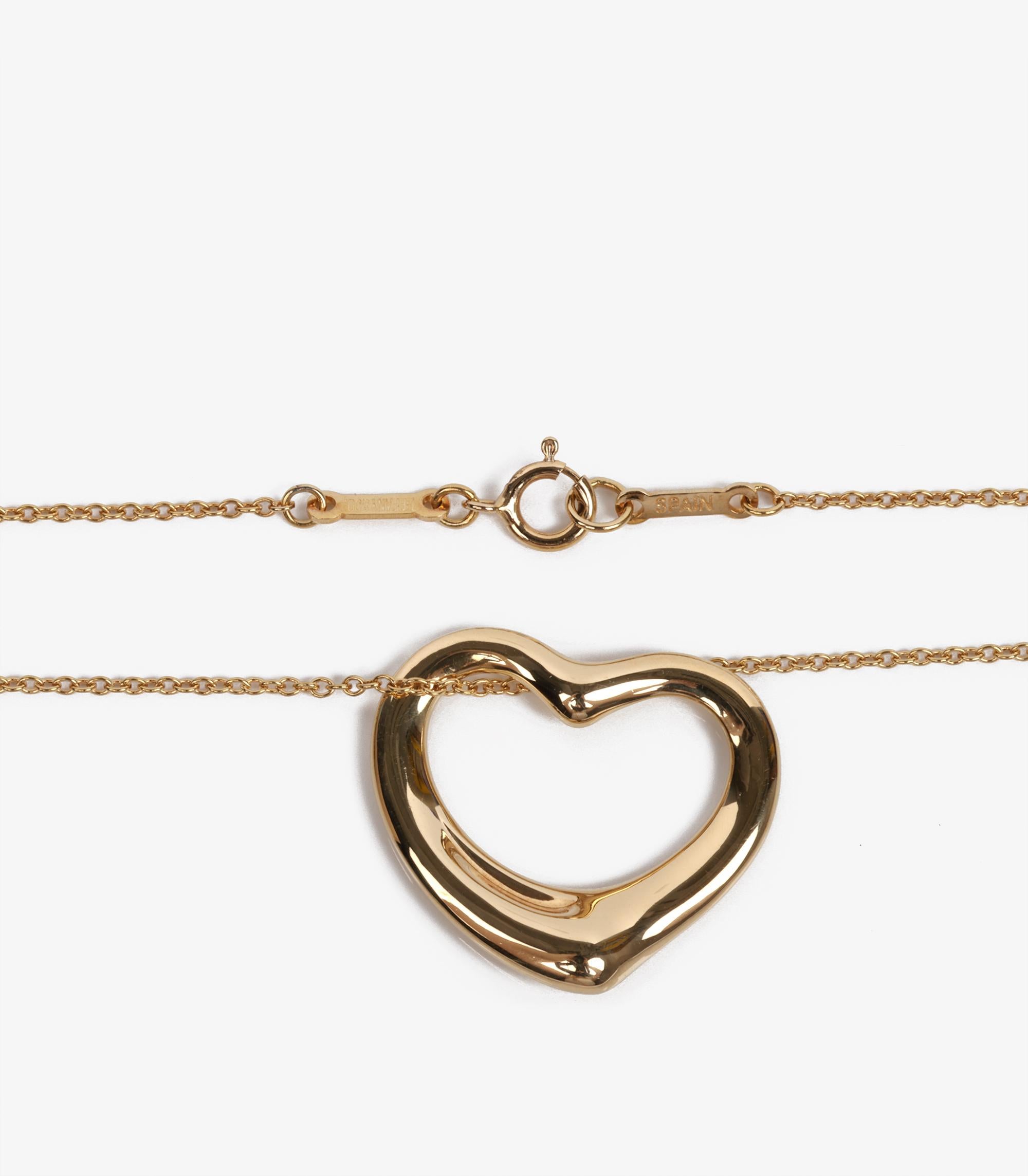 Tiffany & Co. 18ct Yellow Gold 22mm Elsa Peretti Open Heart Pendant In Excellent Condition For Sale In Bishop's Stortford, Hertfordshire