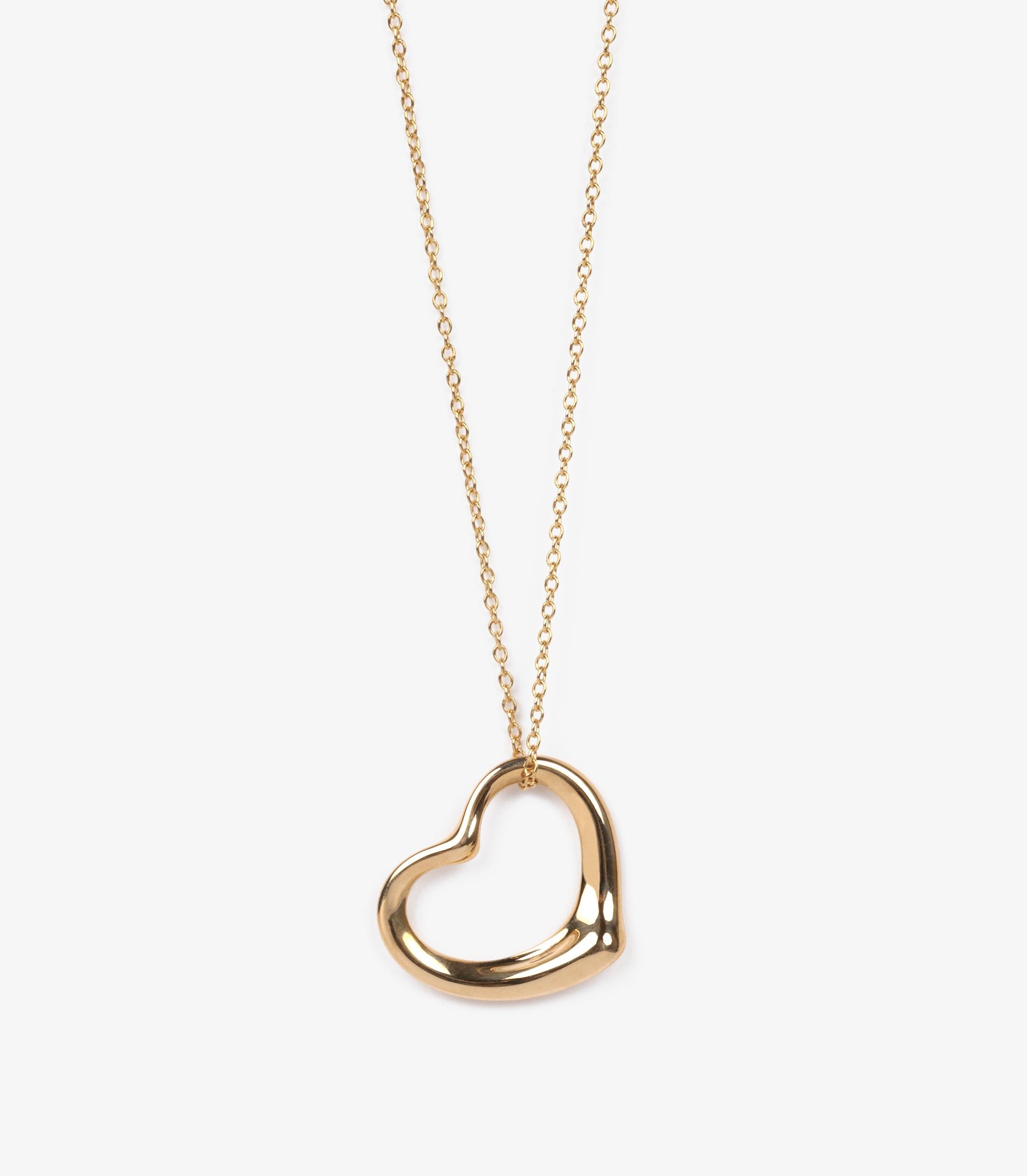 Women's or Men's Tiffany & Co. 18ct Yellow Gold 22mm Elsa Peretti Open Heart Pendant For Sale