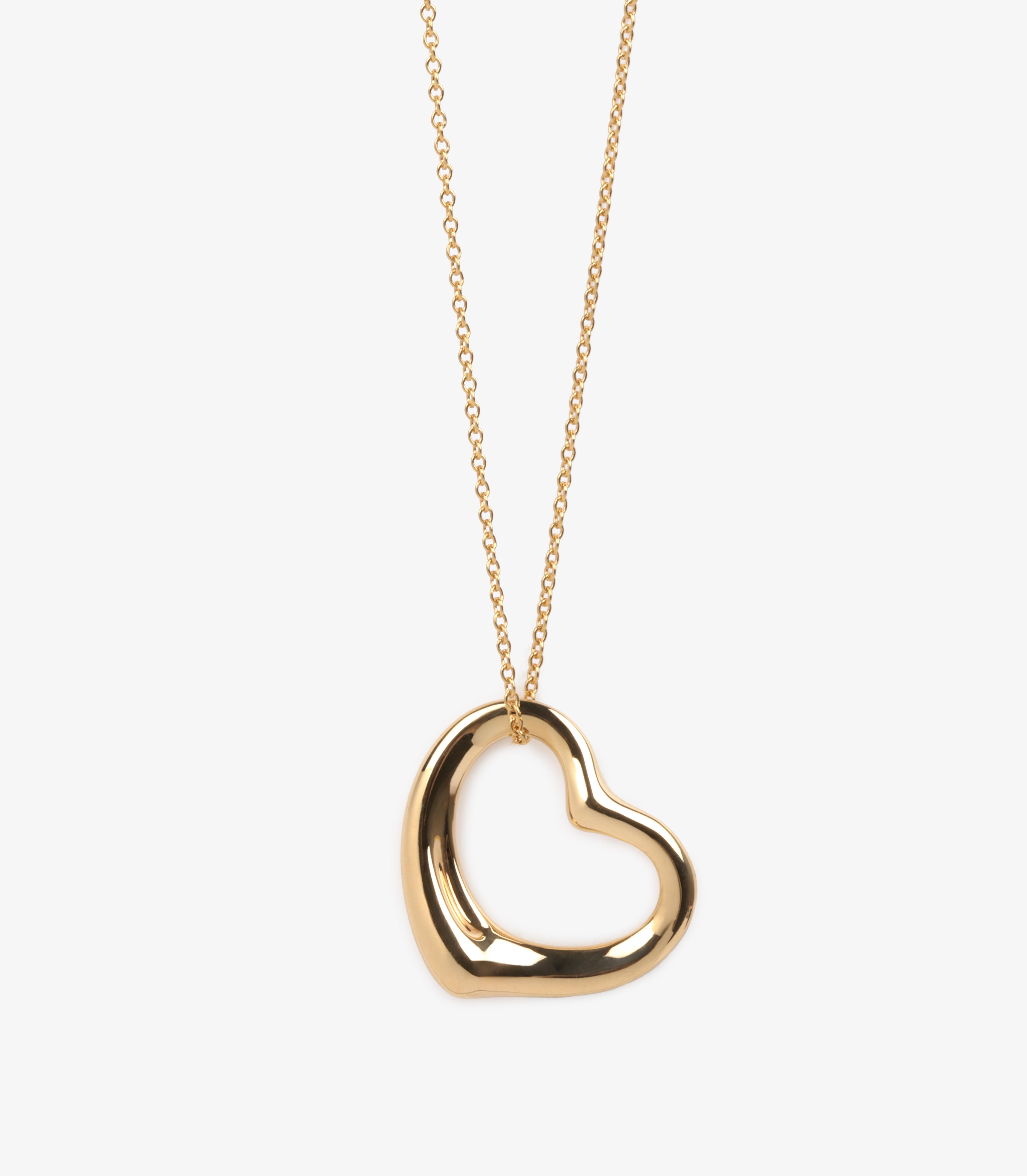 Women's or Men's Tiffany & Co. 18ct Yellow Gold 22mm Elsa Peretti Open Heart Pendant For Sale