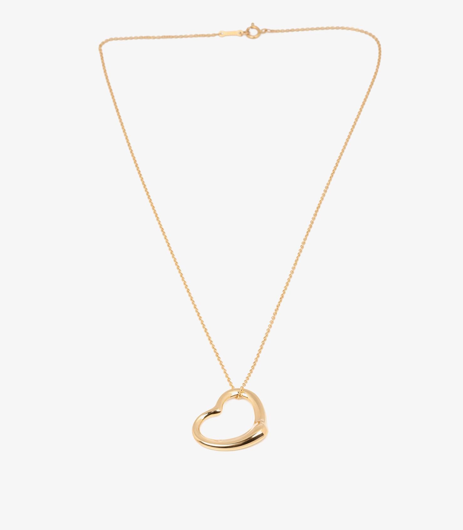 Tiffany & Co. Pendentif Elsa Peretti en or jaune 18 carats en forme de cœur ouvert en vente 1