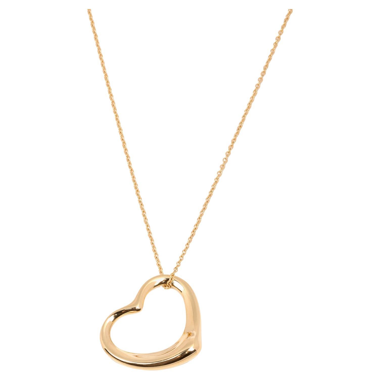 Tiffany & Co. 18 Carat Yellow Gold Elsa Peretti Open Heart Pendant For Sale