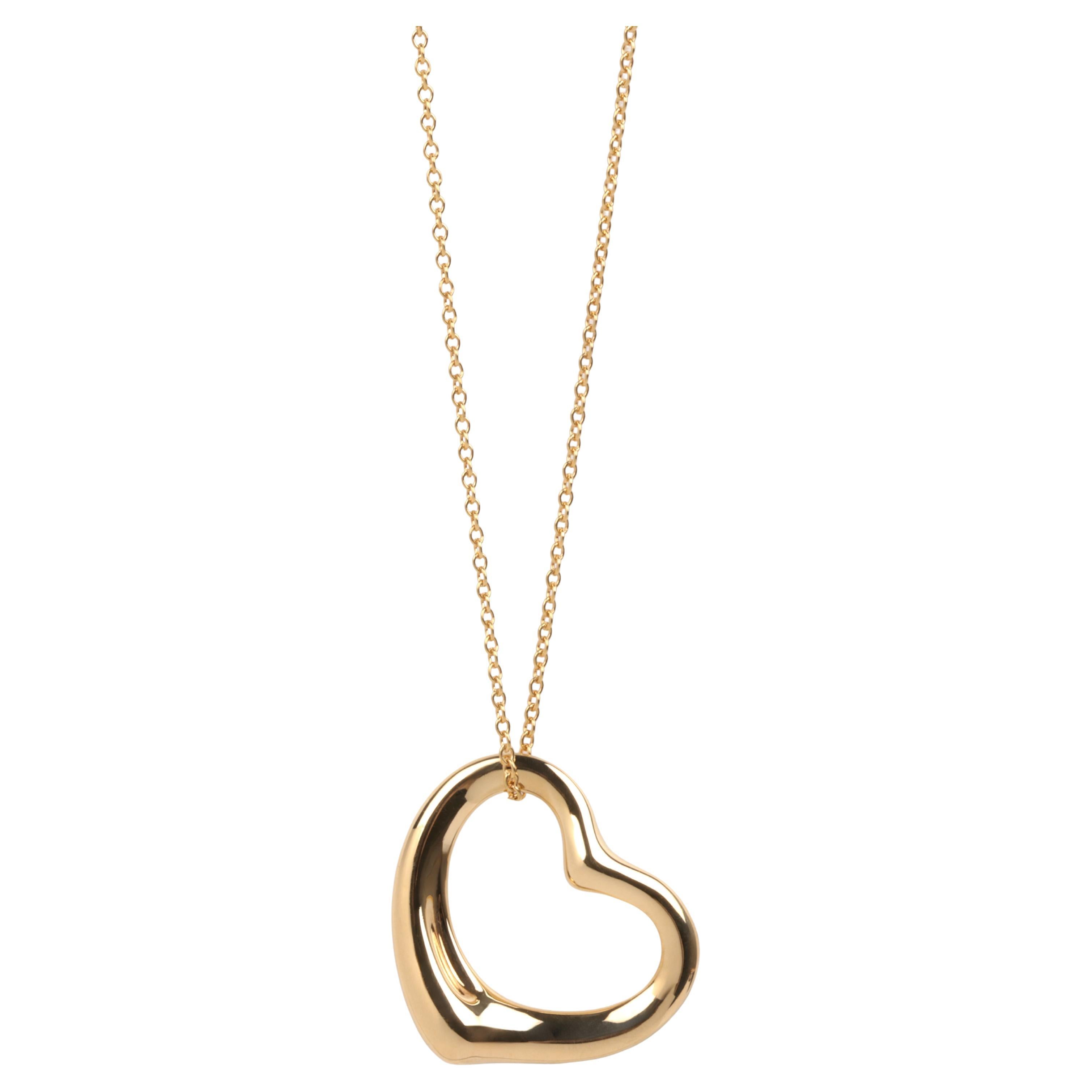 Tiffany & Co. 18ct Yellow Gold 22mm Elsa Peretti Open Heart Pendant For Sale