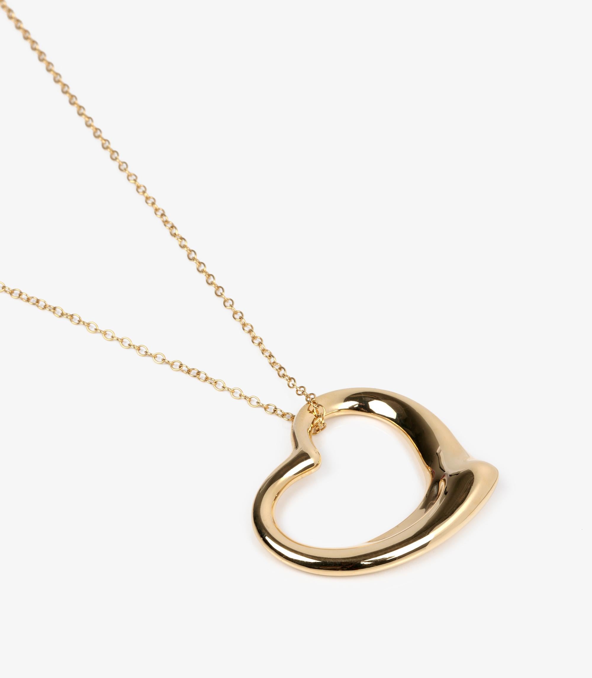 Tiffany & Co. Or jaune 18ct Pendentif coeur ouvert Elsa Peretti 35mm

Marque : Tiffany & Co.
Modèle - Pendentif en forme de cœur ouvert
Type de produit - Pendentif
MATERIAL - Or jaune 18ct

Longueur de la chaîne : 77 cm
Longueur du pendentif : 36,4