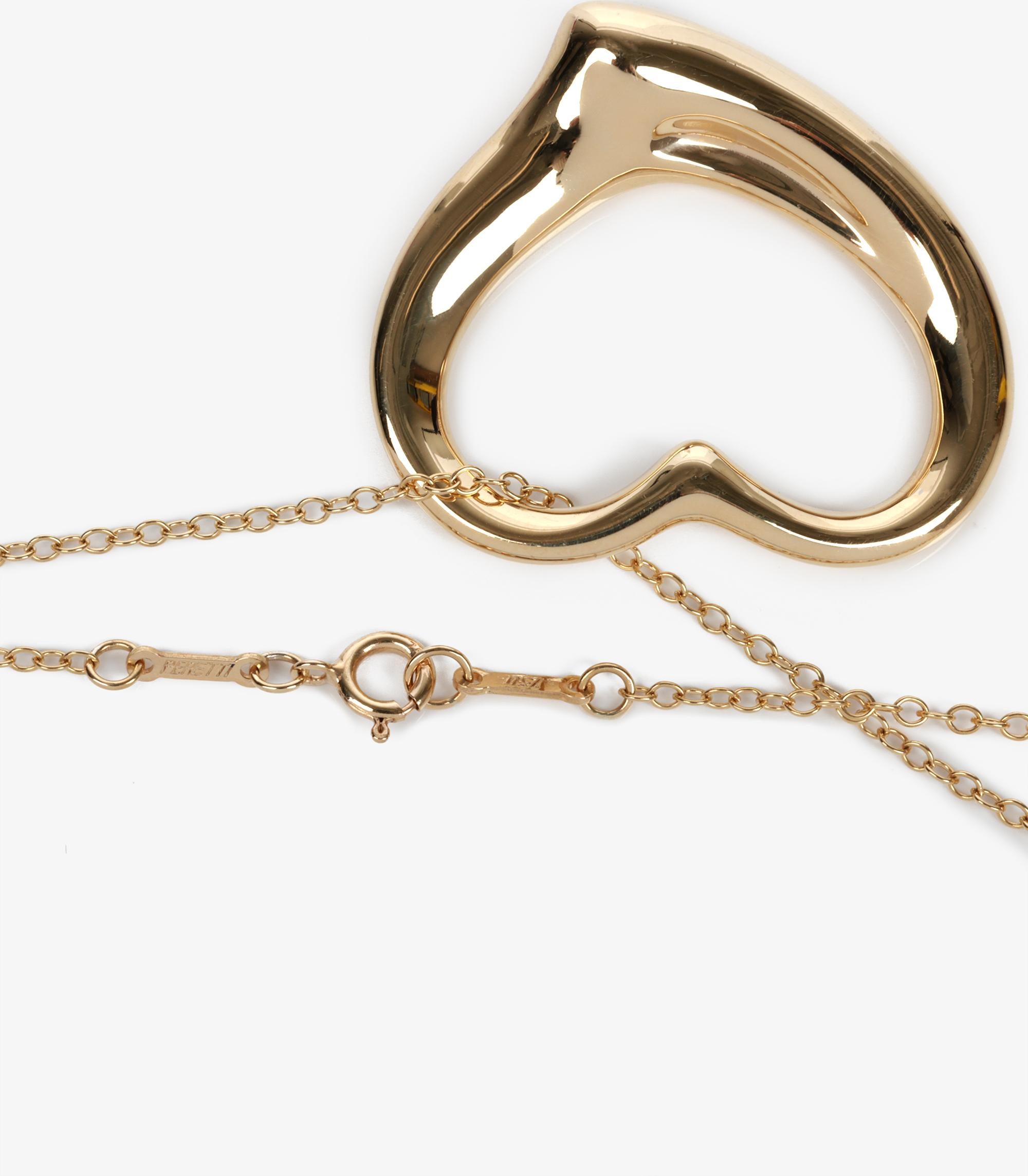 Tiffany & Co. Or jaune 18ct Pendentif coeur ouvert Elsa Peretti 35mm Excellent état - En vente à Bishop's Stortford, Hertfordshire