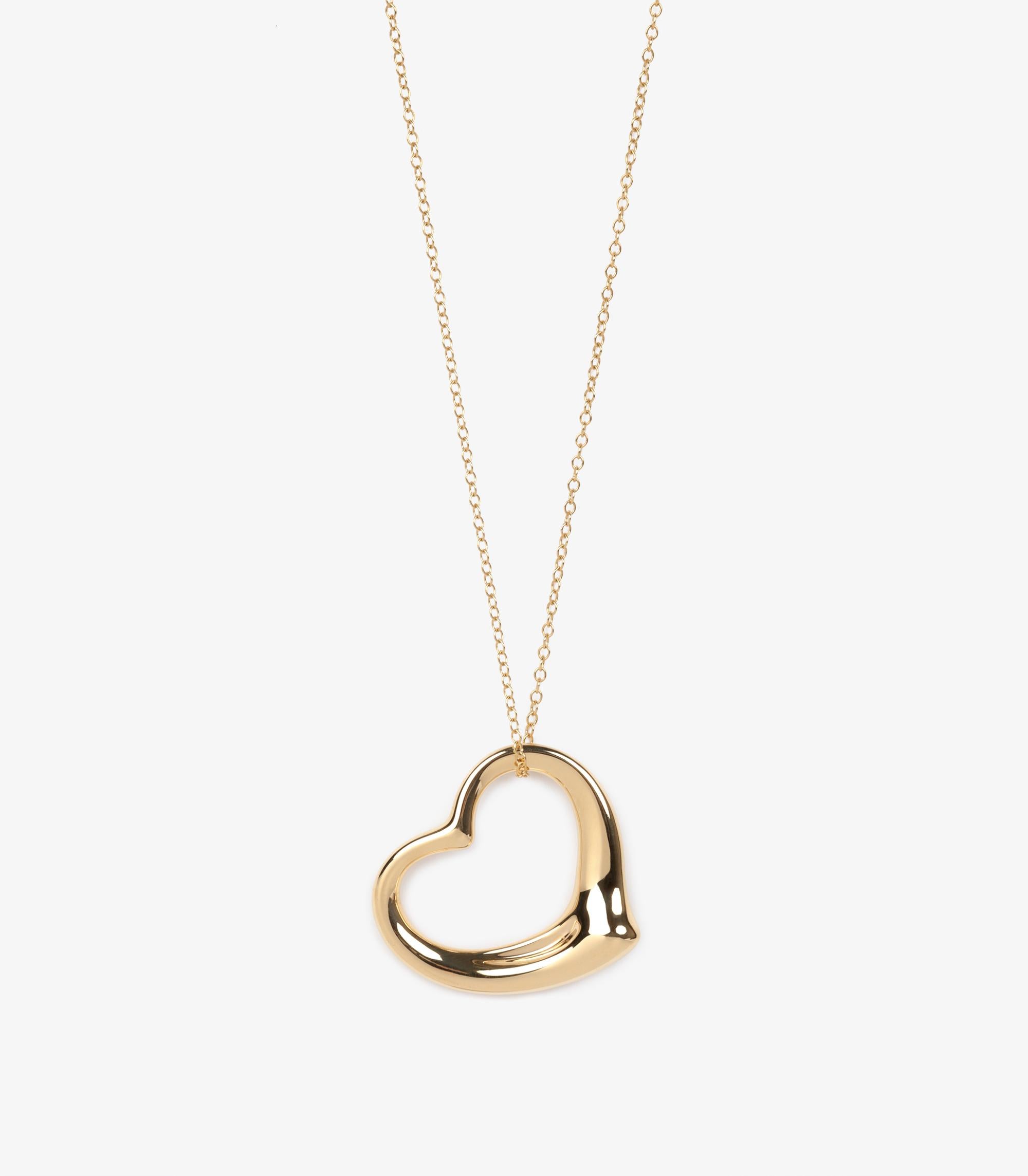 Tiffany & Co. Or jaune 18ct Pendentif coeur ouvert Elsa Peretti 35mm Unisexe en vente