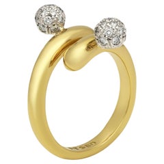 Tiffany & Co. 18 Kt. Gelbgold und Pavé-Diamant Stilisierter Crossover-Ring um 1980