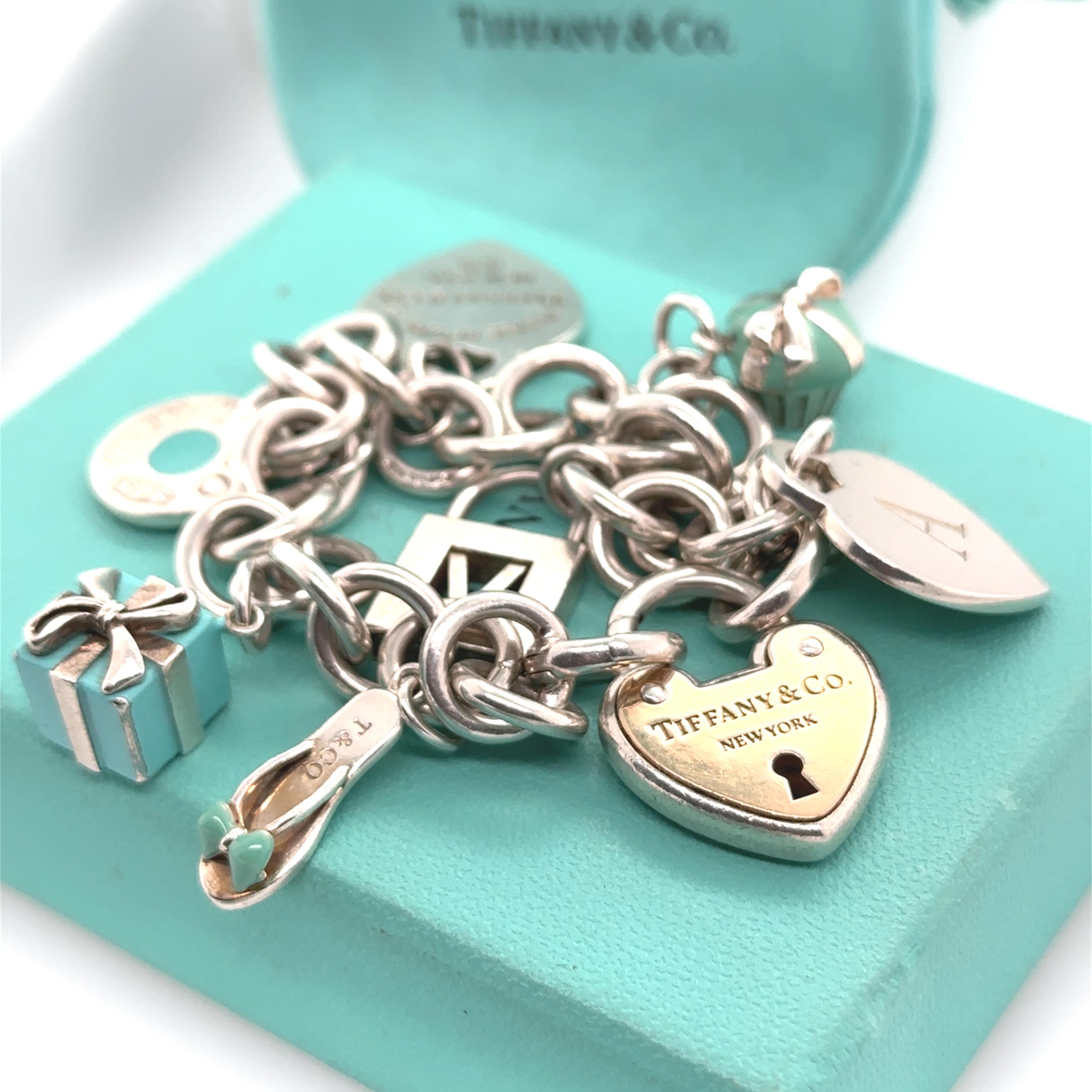 Tiffany & Co 18ct Yellow Gold and Sterling Silver Charm Bracelet 78.7g 2