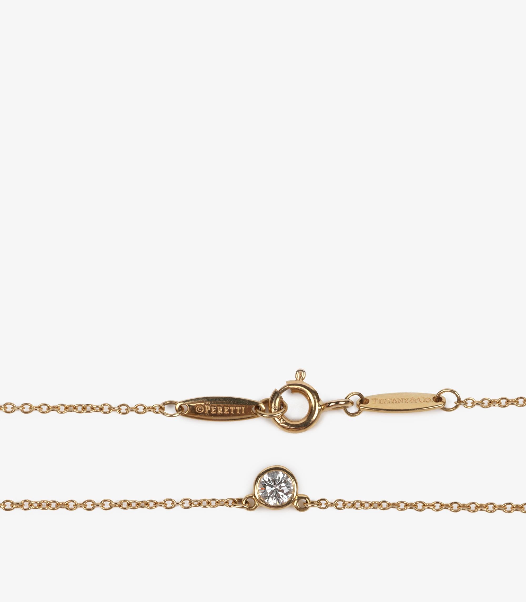Round Cut Tiffany & Co. 18ct Yellow Gold Diamond by the Yard Pendant For Sale