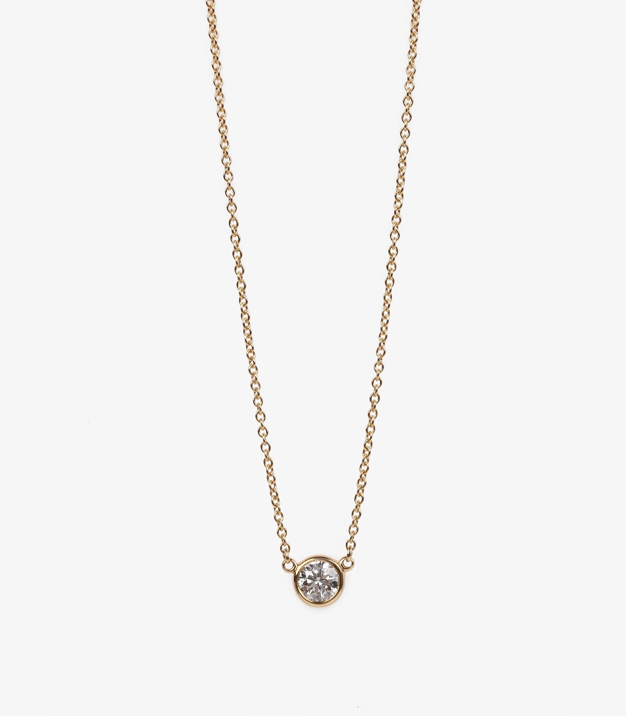 Tiffany & Co. 18ct Yellow Gold Diamond by the Yard Pendant In Excellent Condition For Sale In Bishop's Stortford, Hertfordshire