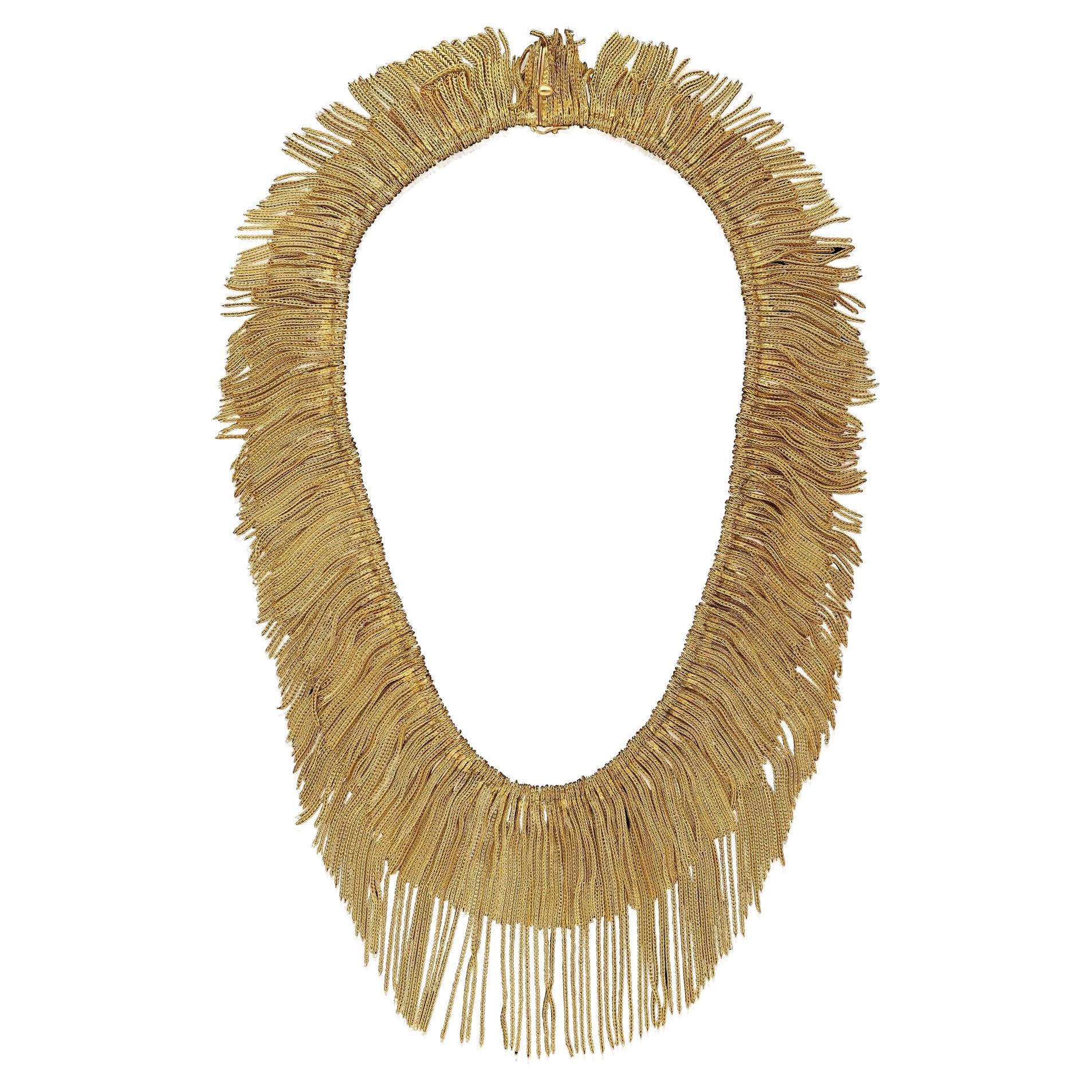 Tiffany & Co 18ct Yellow Gold Double Layer Fringe Necklace circa 1970s Italian