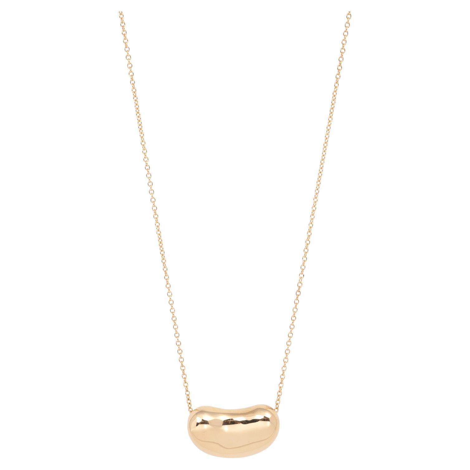 Tiffany & Co. 18ct Yellow Gold Elsa Peretti 18mm Bean Design Pendant For Sale