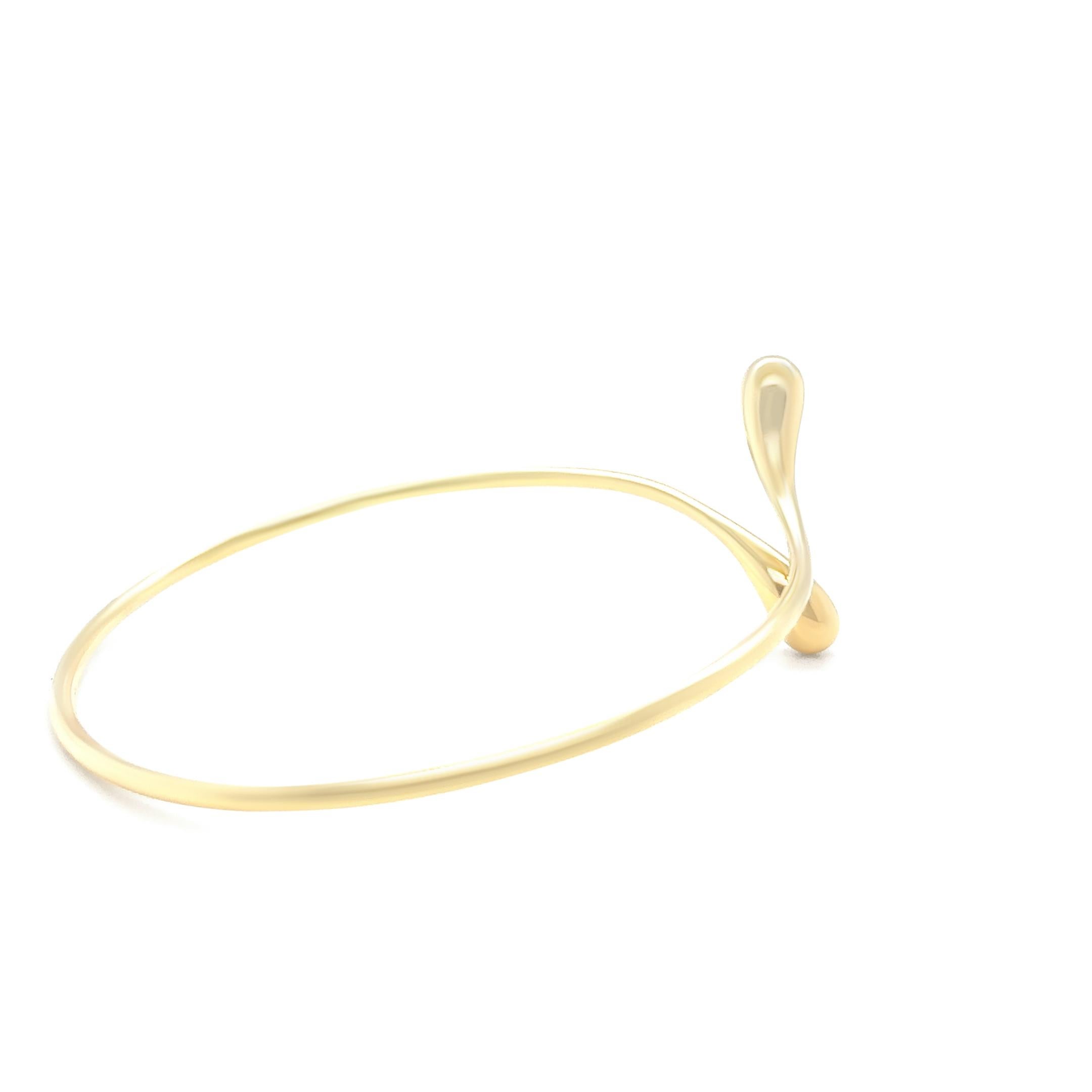 Women's Tiffany & Co 18ct Yellow Gold Elsa Peretti Elongated Teardrop Bangle 14.13g For Sale