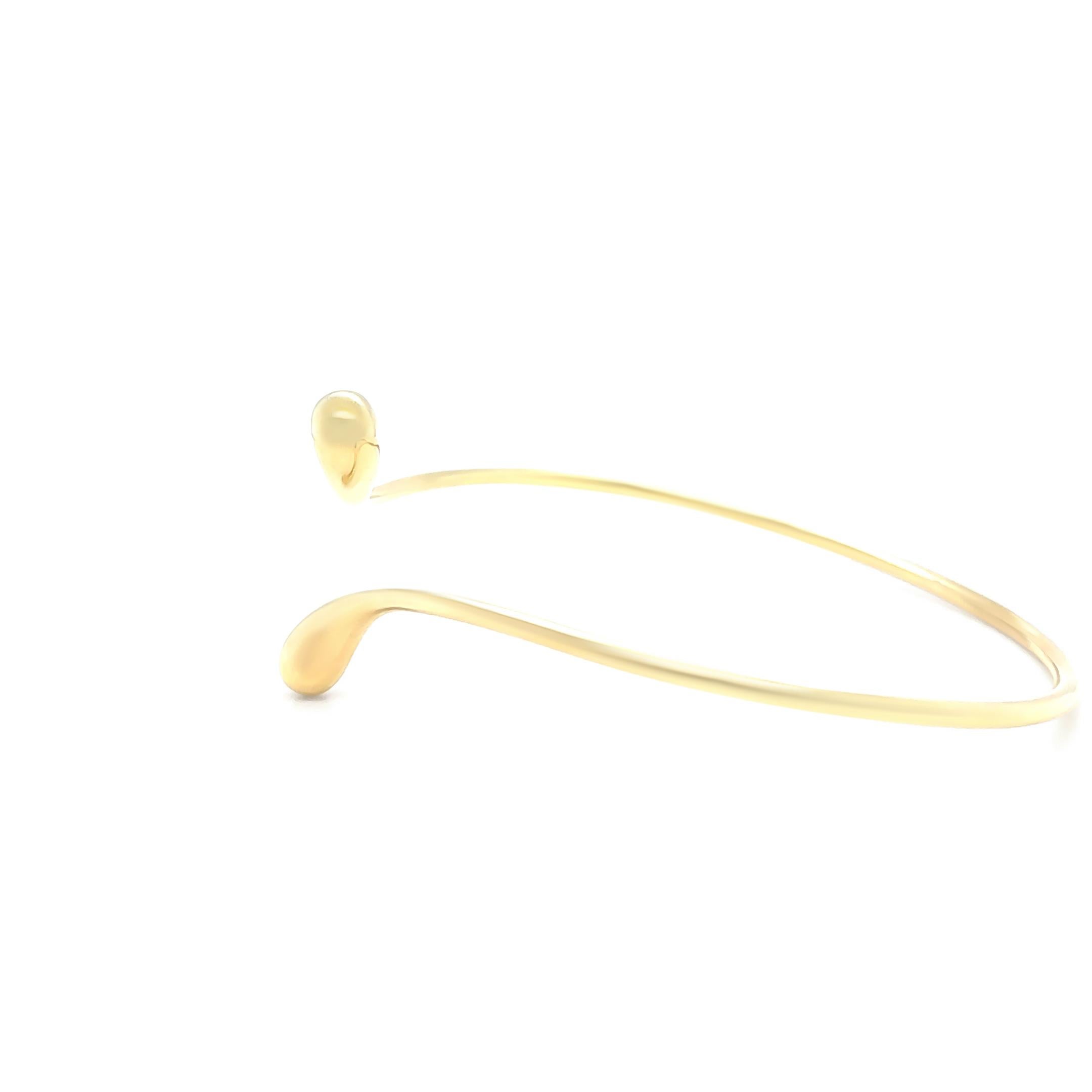 Tiffany & Co 18ct Yellow Gold Elsa Peretti Elongated Teardrop Bangle 14.13g For Sale 2