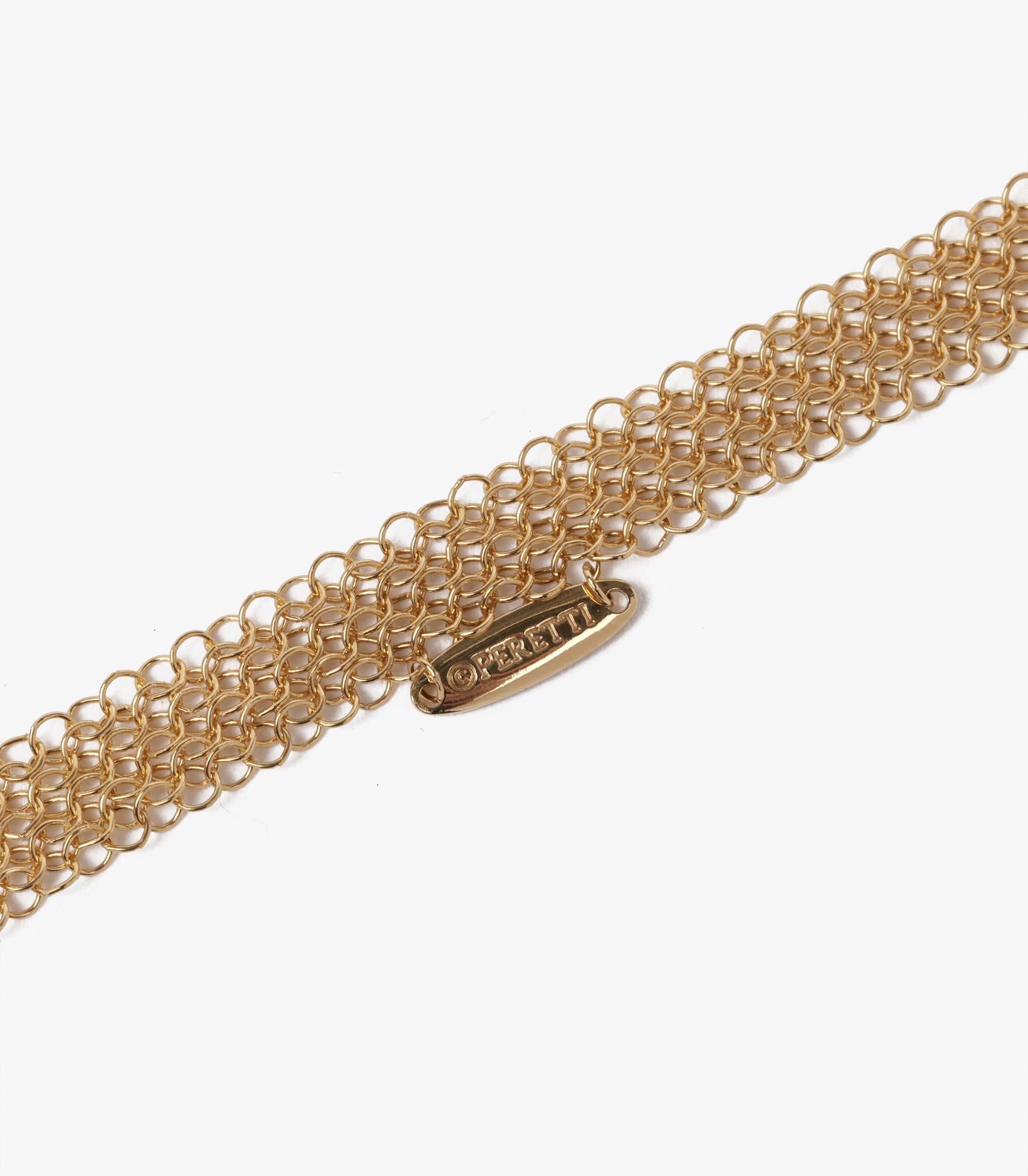 Tiffany & Co. 18ct Yellow Gold Elsa Peretti Open Heart Mesh Pendant In Excellent Condition In Bishop's Stortford, Hertfordshire