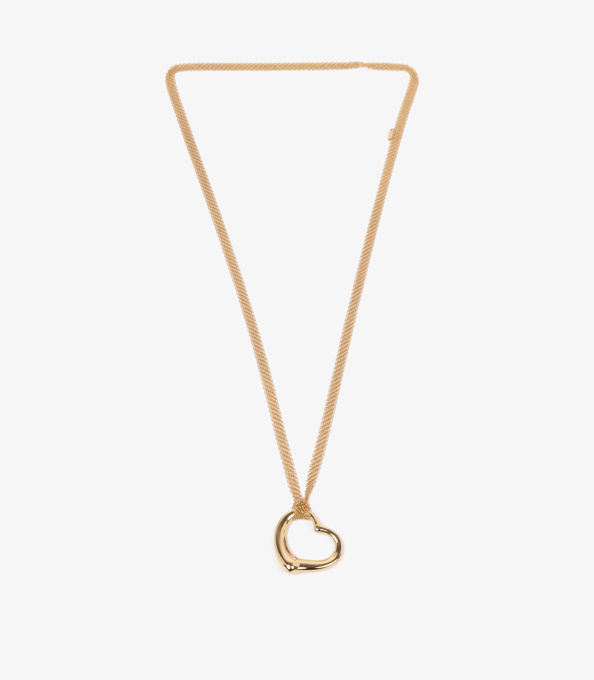 Women's or Men's Tiffany & Co. 18ct Yellow Gold Elsa Peretti Open Heart Mesh Pendant