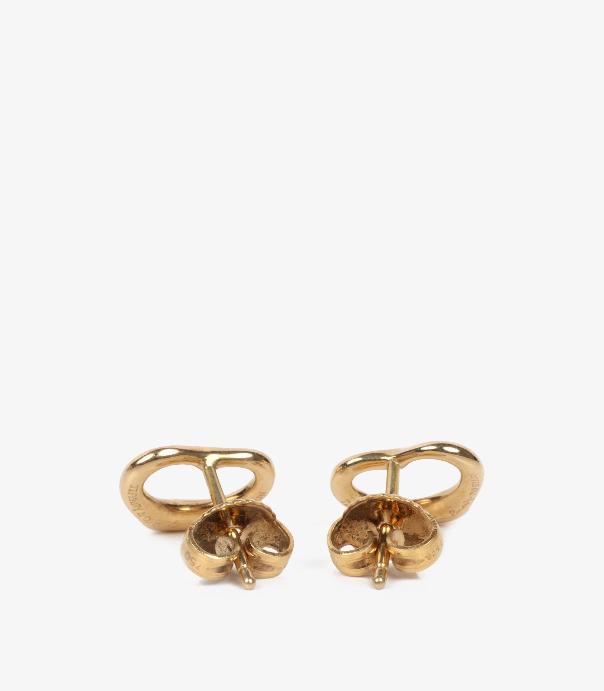 Tiffany & Co. Oro Amarillo 18ct.  Pendientes Elsa Peretti Corazón Abierto en Excelente estado para la venta en Bishop's Stortford, Hertfordshire