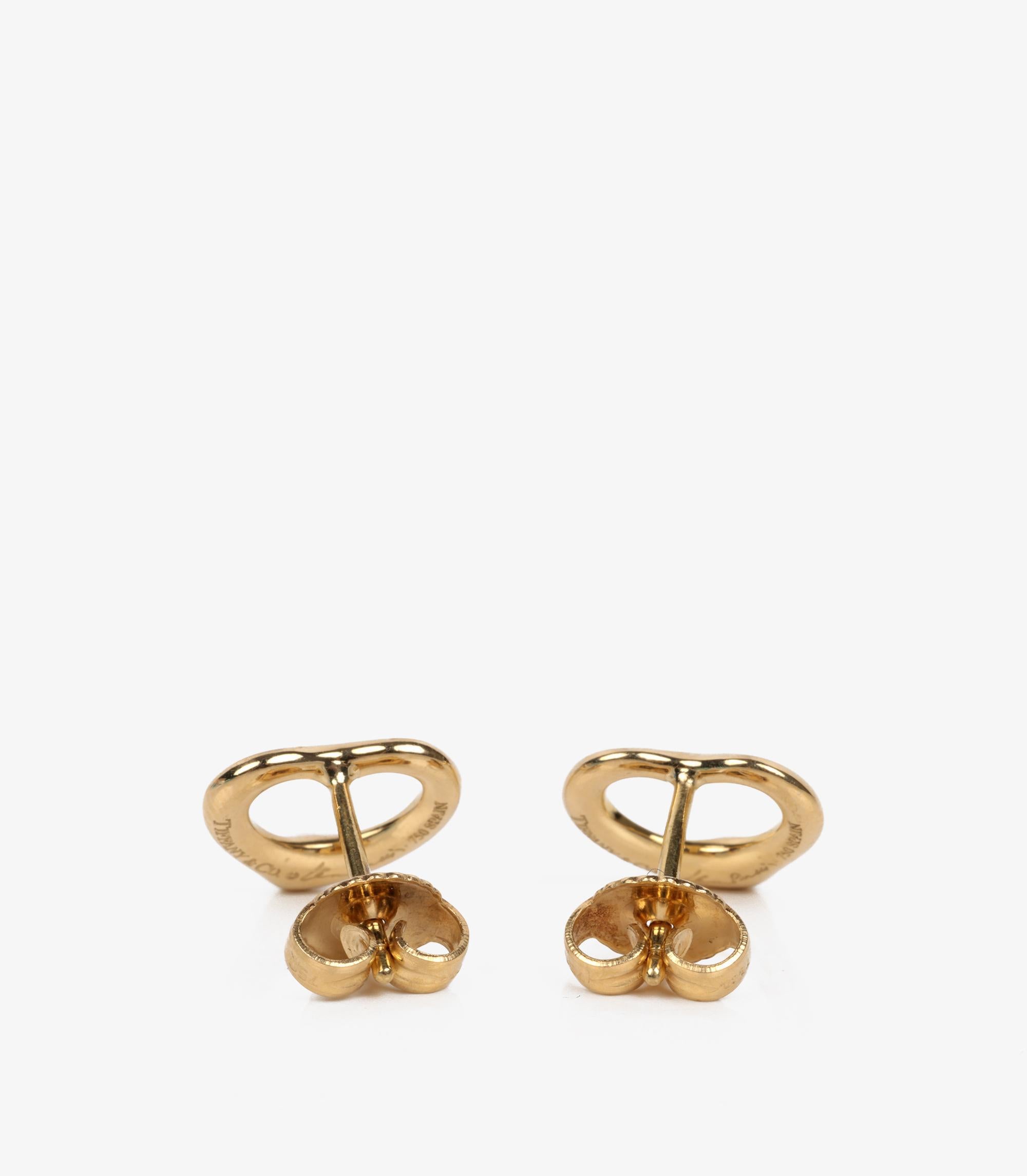 Tiffany & Co. Or jaune 18ct  Boucles d'oreilles Elsa Peretti à cœur ouvert Excellent état - En vente à Bishop's Stortford, Hertfordshire