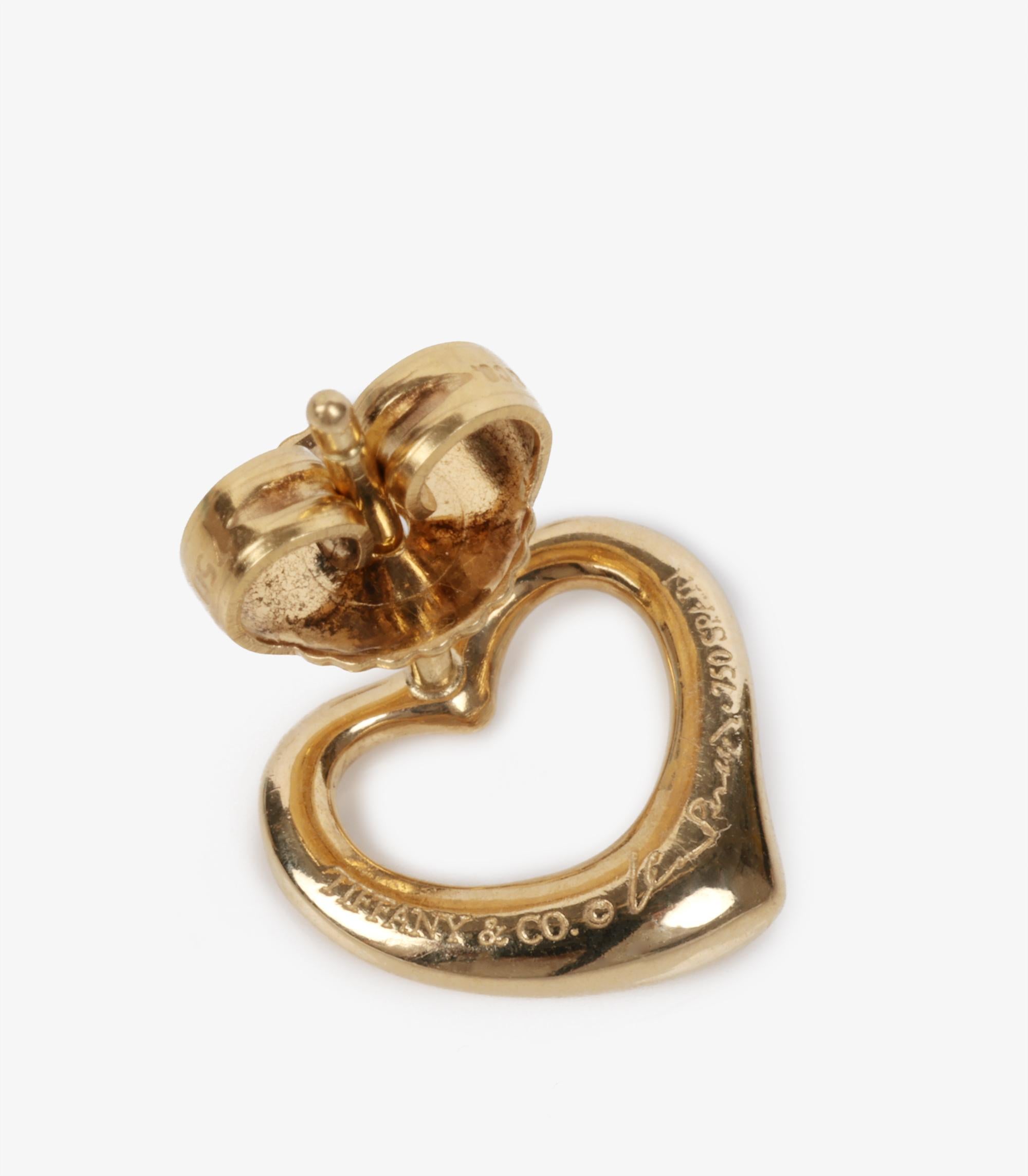 Femenino o masculino Tiffany & Co. Oro Amarillo 18ct.  Pendientes Elsa Peretti Corazón Abierto en venta
