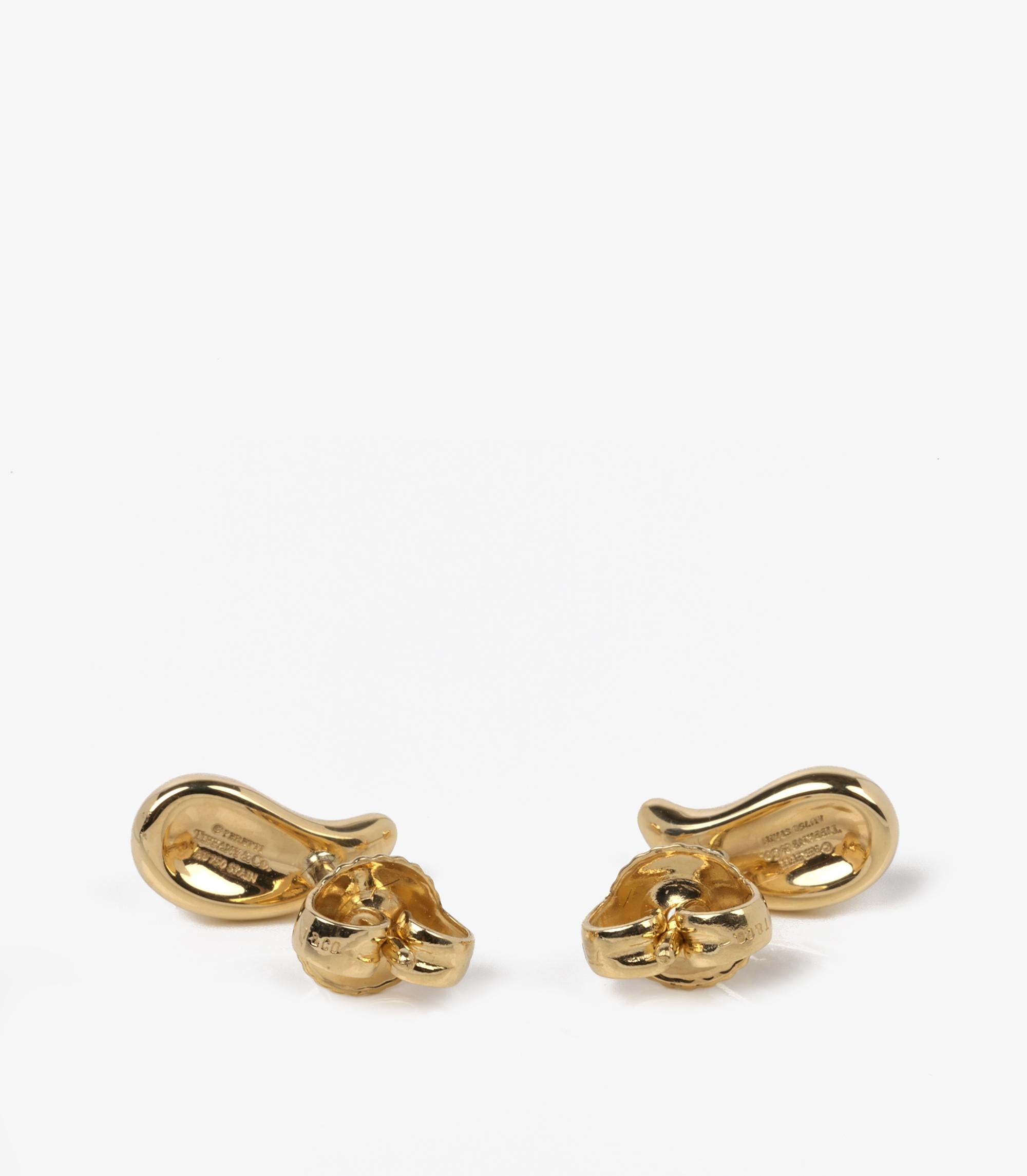 Women's or Men's Tiffany & Co. 18ct Yellow Gold Elsa Peretti Teardrop Earrings
