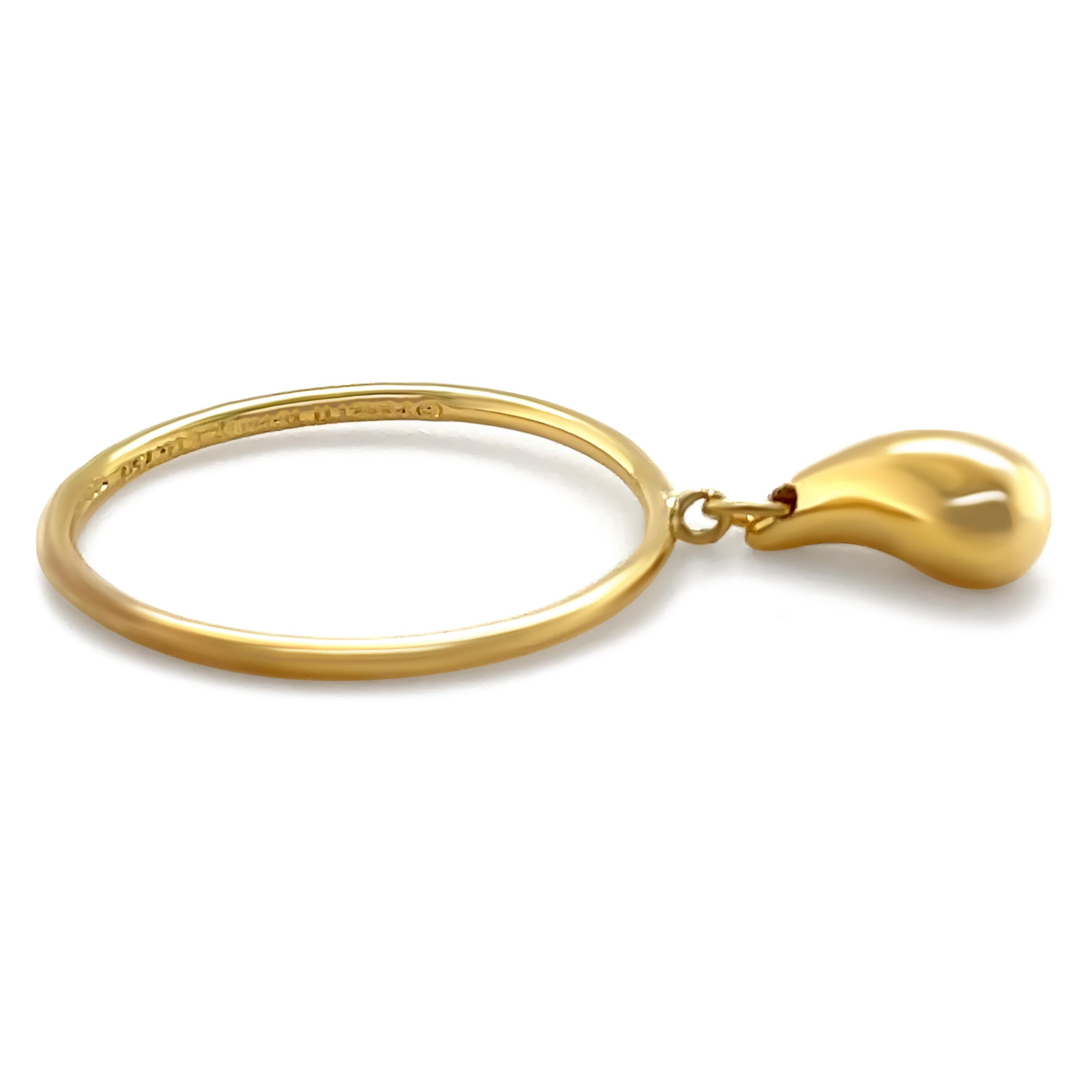 Tiffany & Co Anillo de lágrima Elsa Peretti de oro amarillo de 18 ct Raro 1999 2,6 g en Excelente estado para la venta en SYDNEY, NSW
