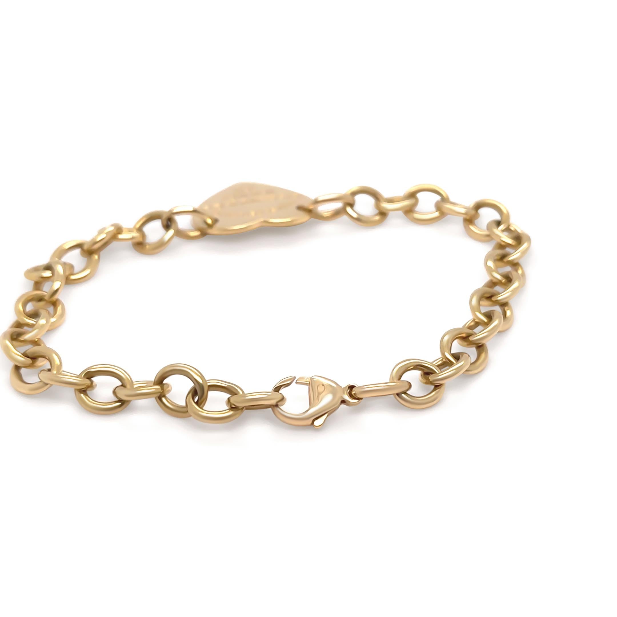 Women's Tiffany & Co. 18ct Yellow Gold Return to Tiffany Full Heart Toggle Bracelet 26.5