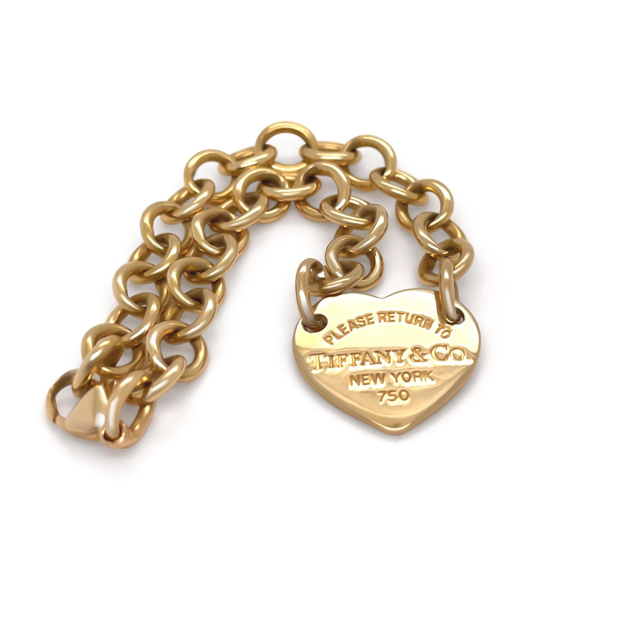 Tiffany & Co. 18ct Yellow Gold Return to Tiffany Full Heart Toggle Bracelet 26.5 2