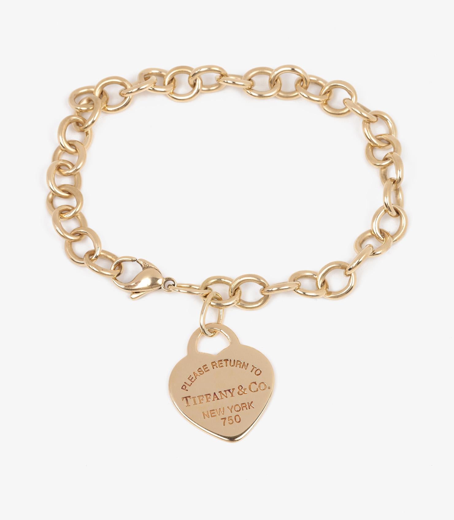 Tiffany & Co. 18ct Yellow Gold Return To Tiffany Medium Heart Tag Bracelet In Excellent Condition In Bishop's Stortford, Hertfordshire