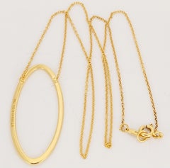 Tiffany & Co 18K 750 RARE Yellow Gold Metro Oval Pendant 18"