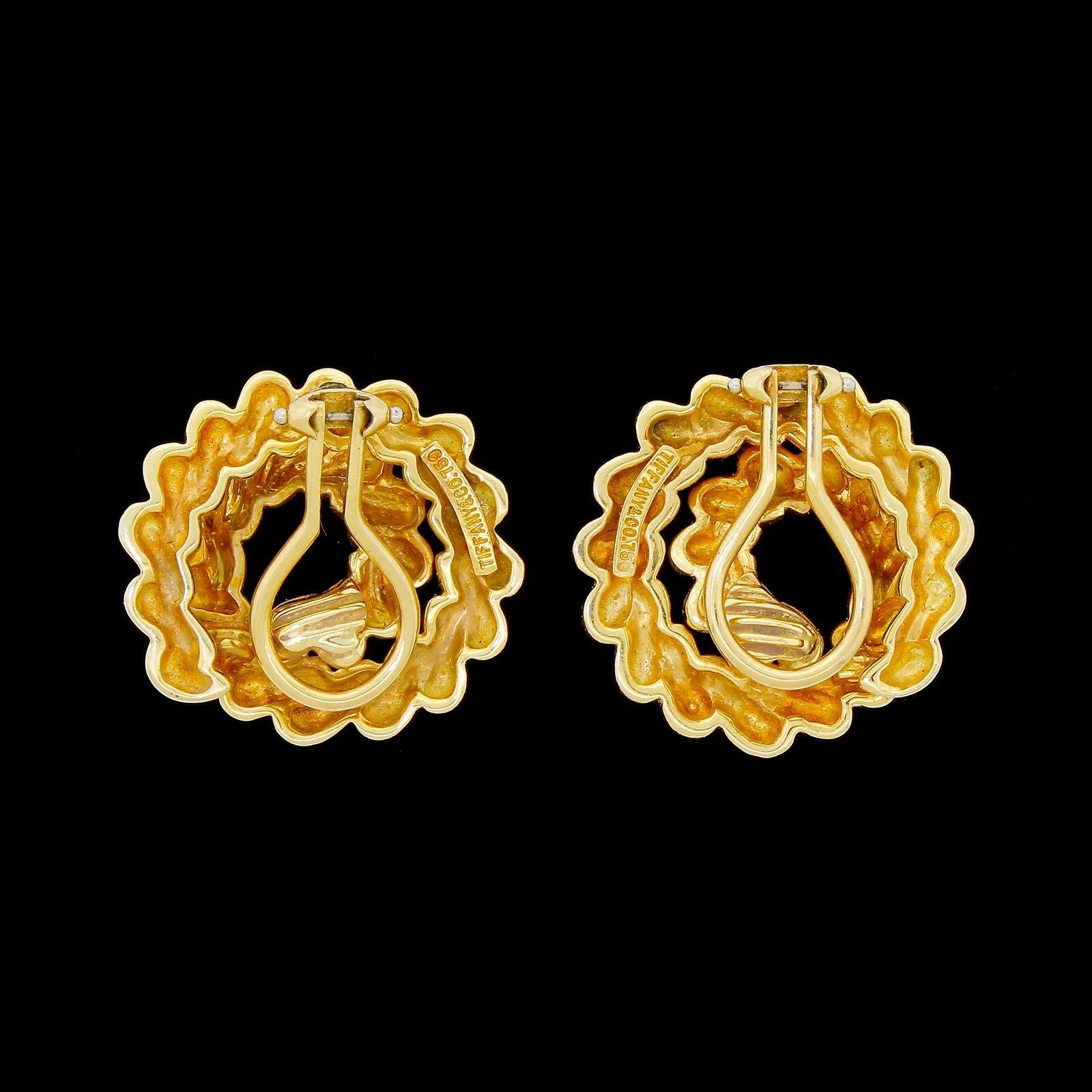 Modern Tiffany & Co. 18K 750 Solid Gold French Twist Clip Earrings Heavy 22.20 Grams