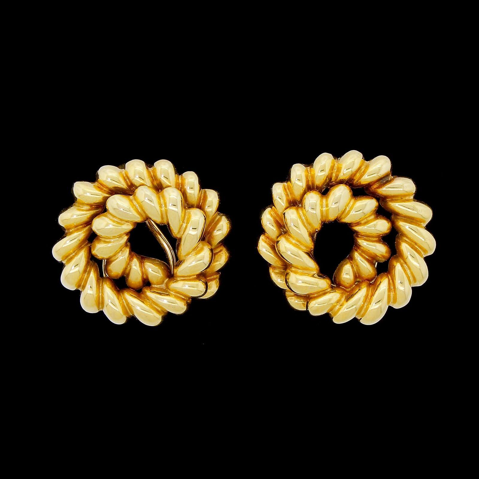Women's Tiffany & Co. 18K 750 Solid Gold French Twist Clip Earrings Heavy 22.20 Grams