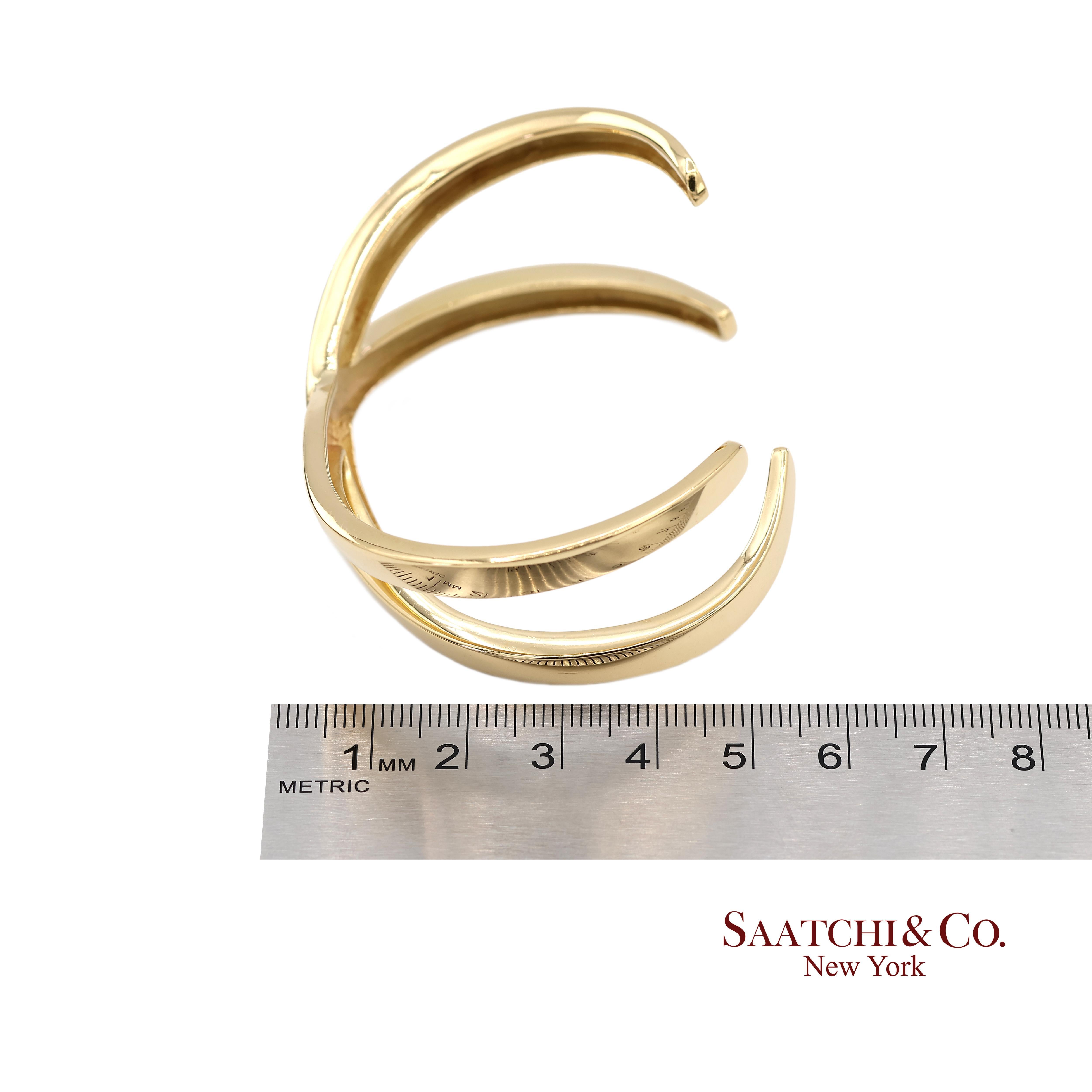 Tiffany & Co. 18K 750 Solid Yellow Gold Paloma Picasso Cuff Bangle Bracelet For Sale 4