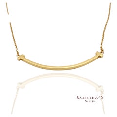 Tiffany & Co. 18K 750 Solid Yellow Gold T Smile Pendant Necklace