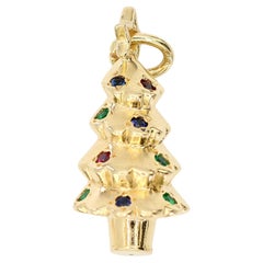 Tiffany & Co. 18K 750 Gelbgold Regenbogen Edelstein Weihnachtsbaum Charm Anhänger