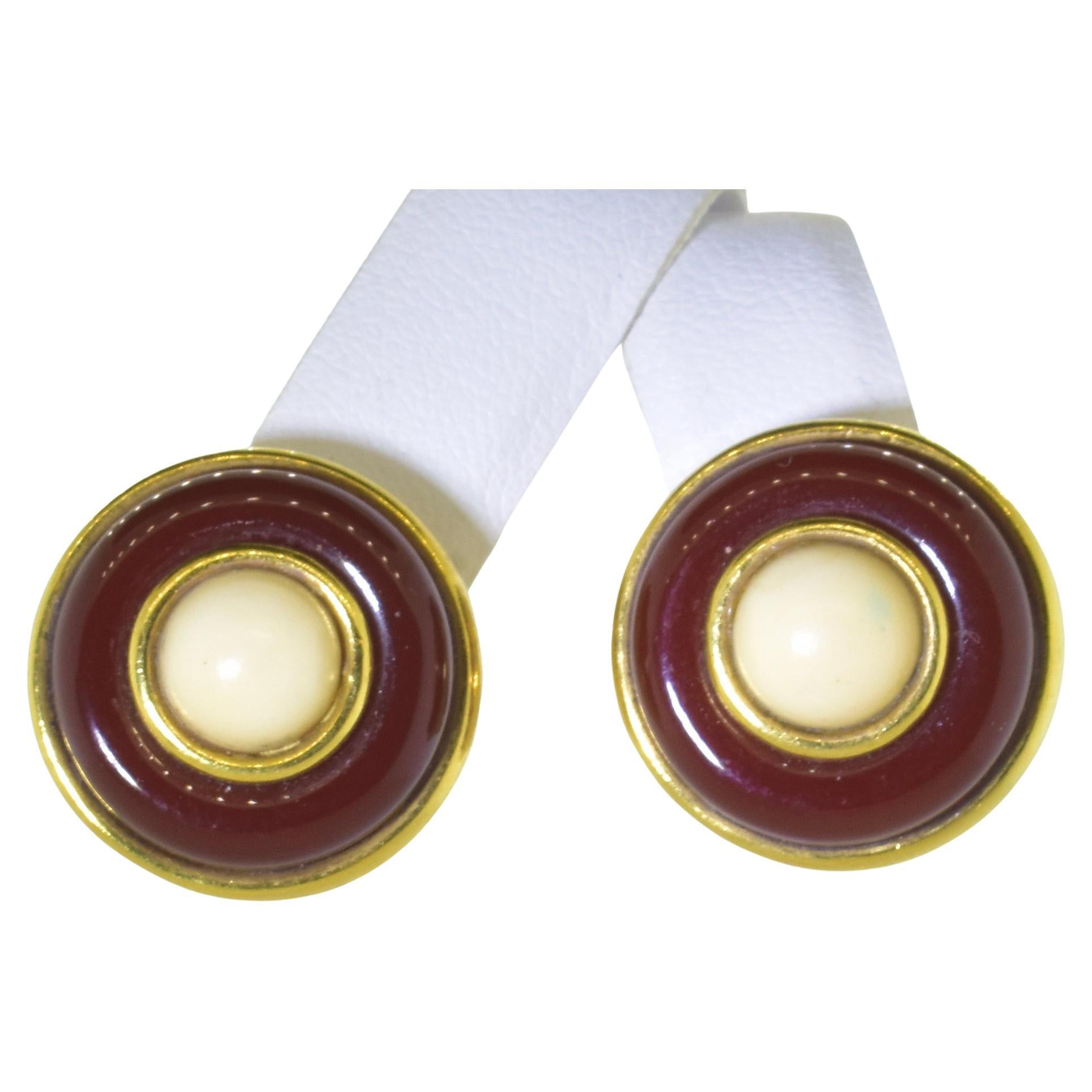Tiffany & Co., designed by Donald Claflin, an important designer for Tiffany, vintage earrings in 18K, these vintage earrings are carnelian and white agate stones in a classic design.  They are signed on the verso Tiffany & Co. and 18K.  The